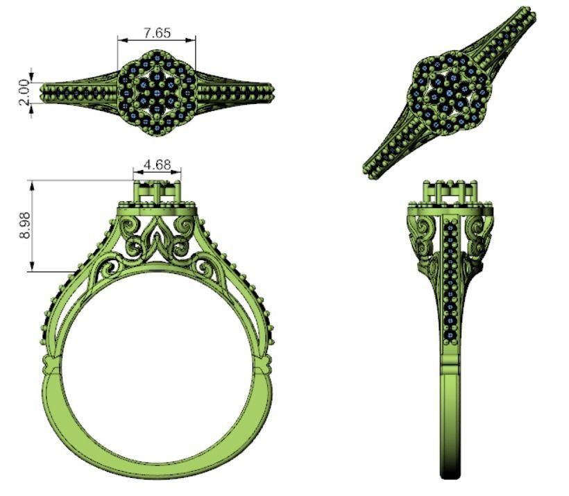 solitaire ring 1 3D print model_4