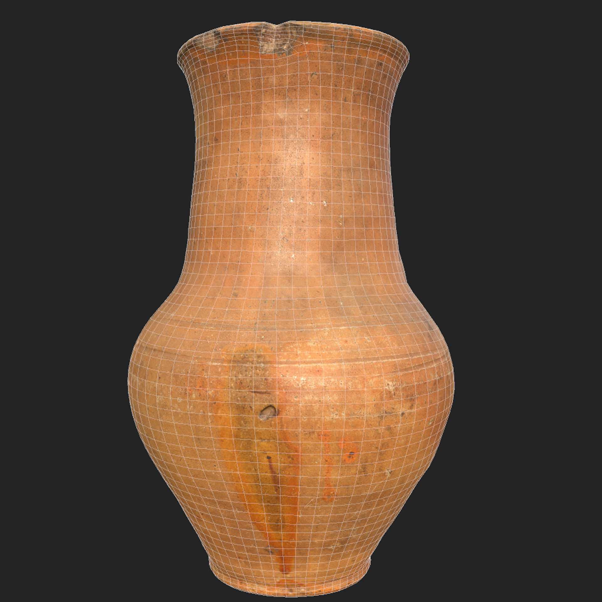 Old clay jug Low-poly 3D model_7