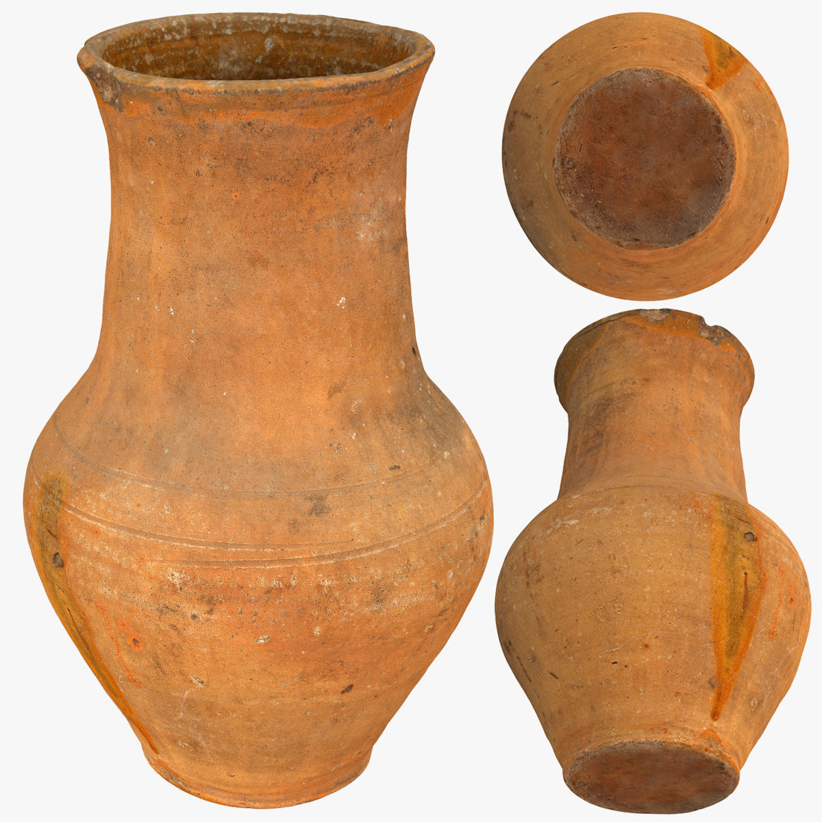 Old clay jug Low-poly 3D model_2