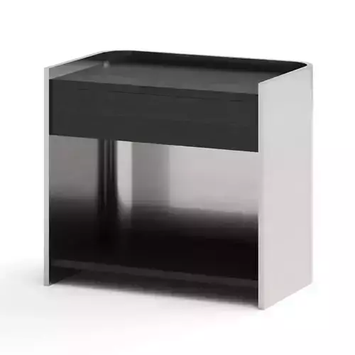 CB2 Vestry Black Wood and Metal Nightstand Badside Table