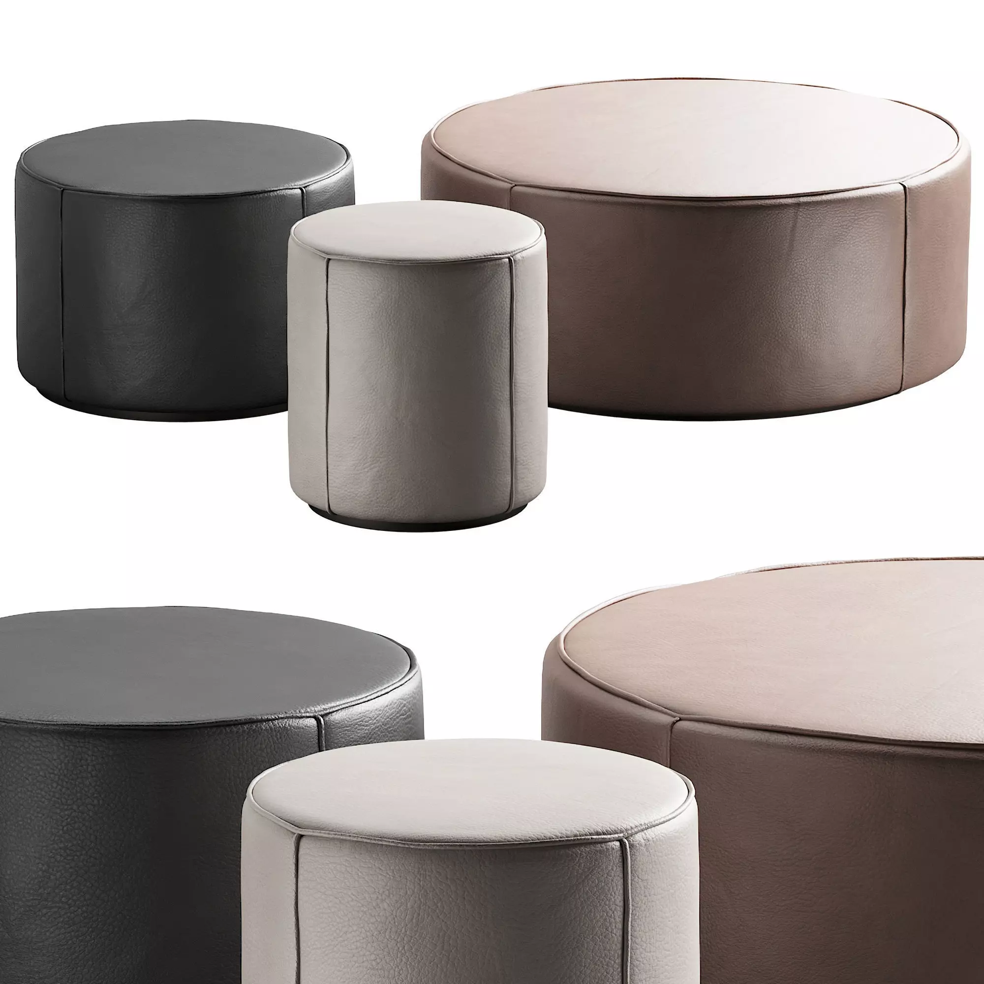 283 Fredericia Mono Pouf By Due and Trampedach in leather 00 3D model_0
