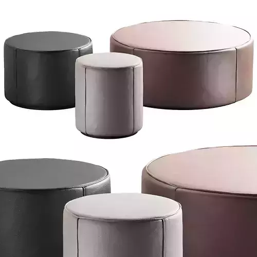 283 Fredericia Mono Pouf By Due and Trampedach in leather 00 3D model