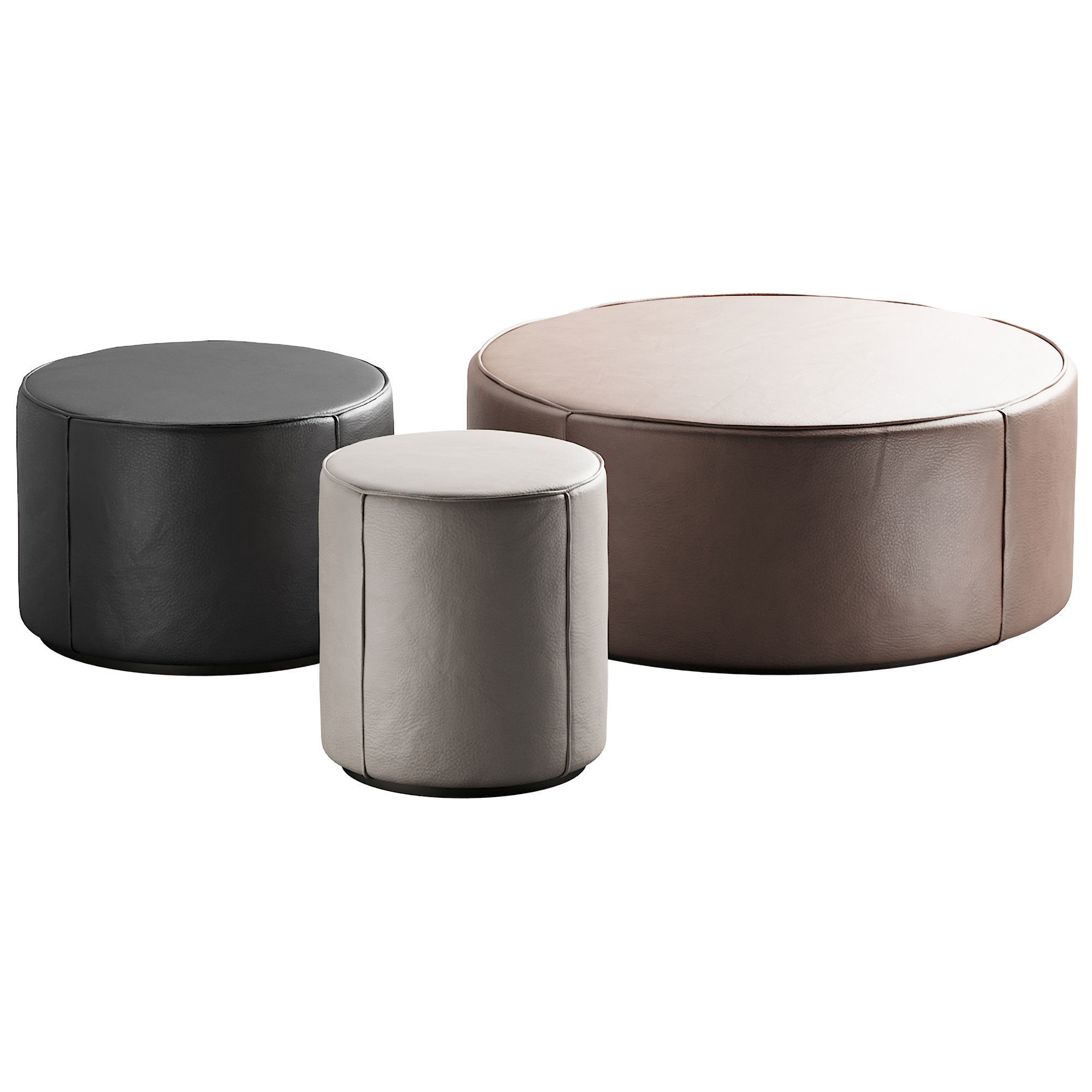 283 Fredericia Mono Pouf By Due and Trampedach in leather 00 3D model_1