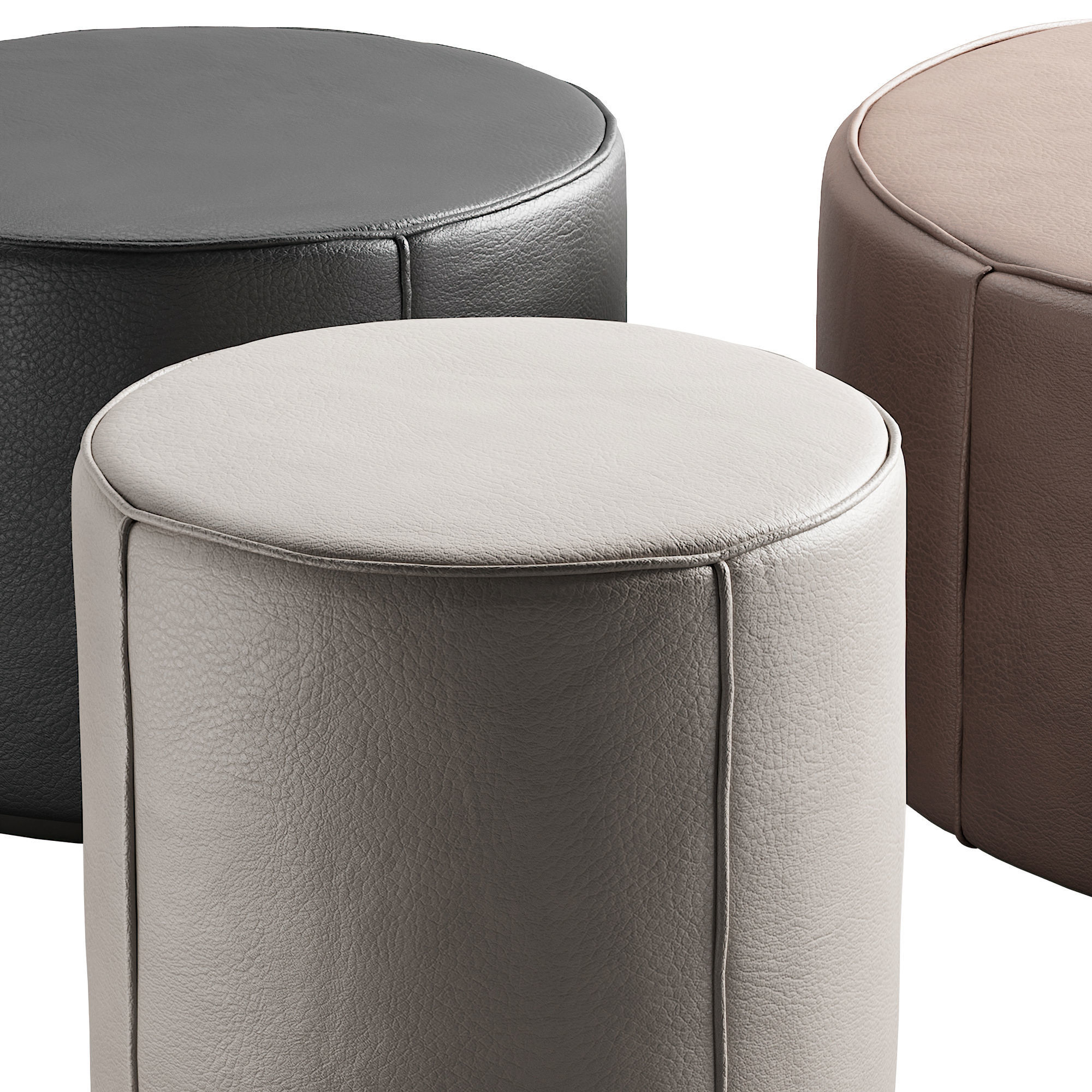 283 Fredericia Mono Pouf By Due and Trampedach in leather 00 3D model_2