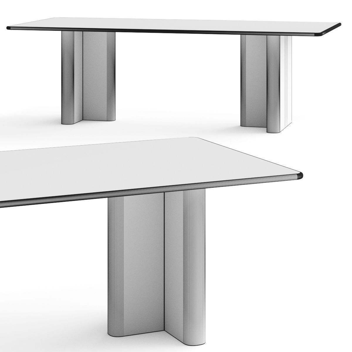 CB2 Royce Dark Wood Dining Table 3D model_1