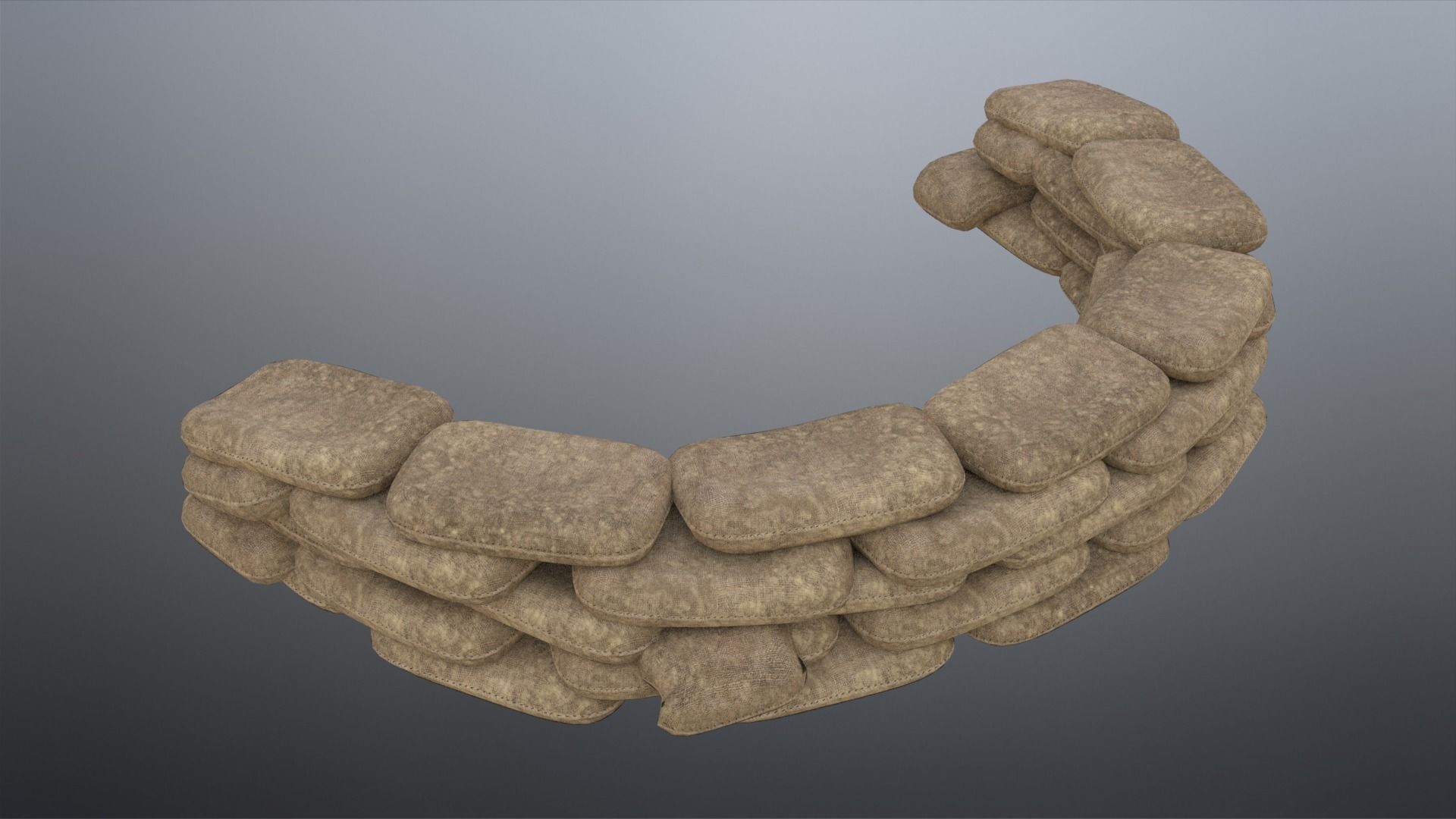 Sand Bags Low-poly 3D model_2