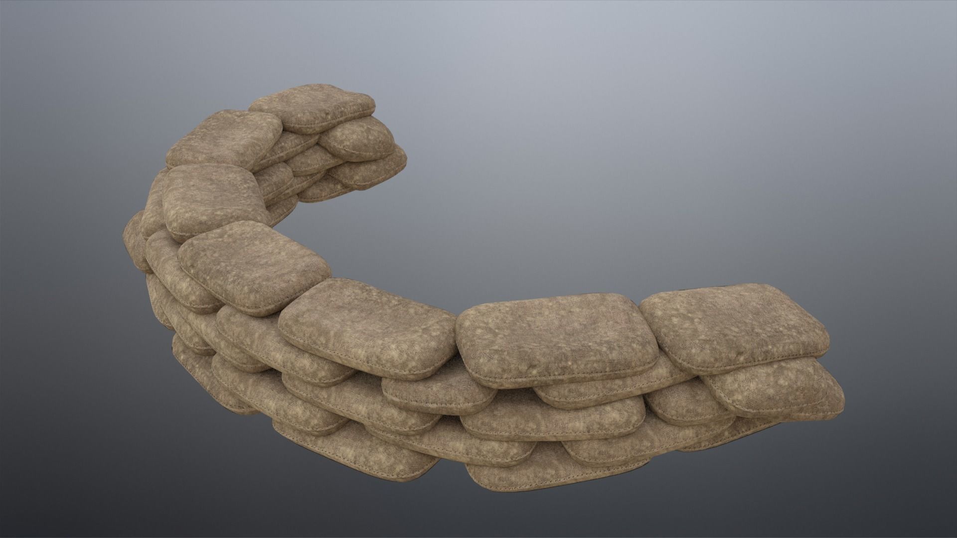 Sand Bags Low-poly 3D model_3