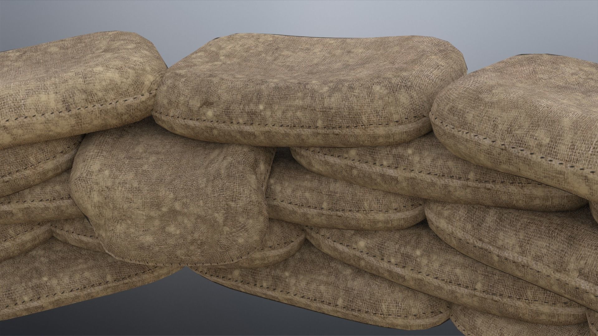 Sand Bags Low-poly 3D model_7