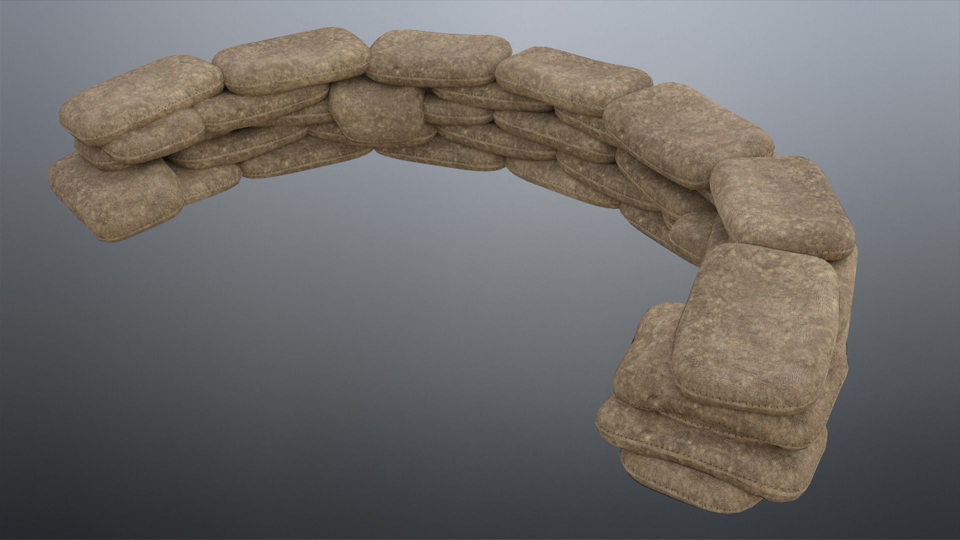 Sand Bags Low-poly 3D model_4
