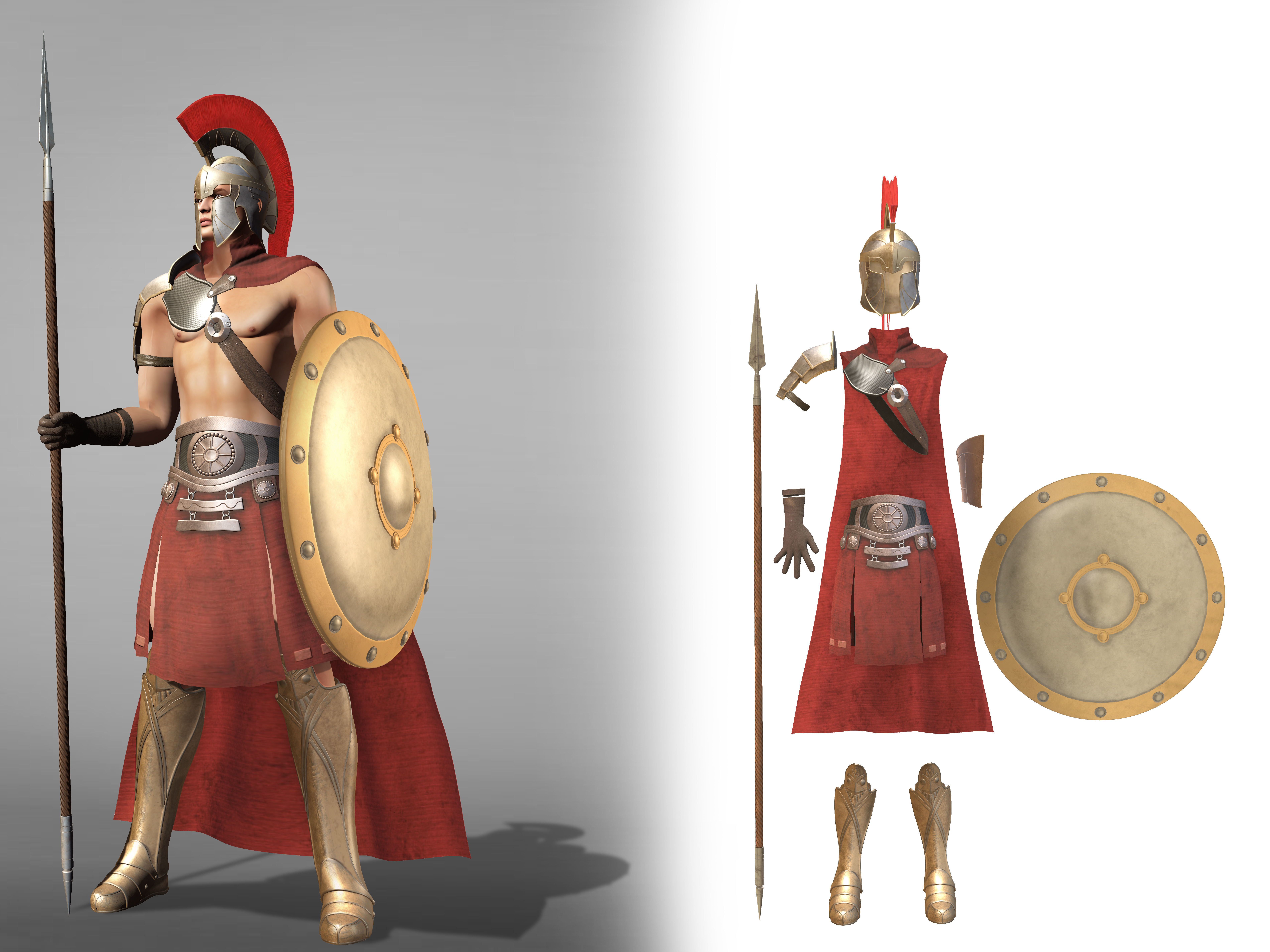 Roman Soldier Full Uniform Low-poly 3D model_2