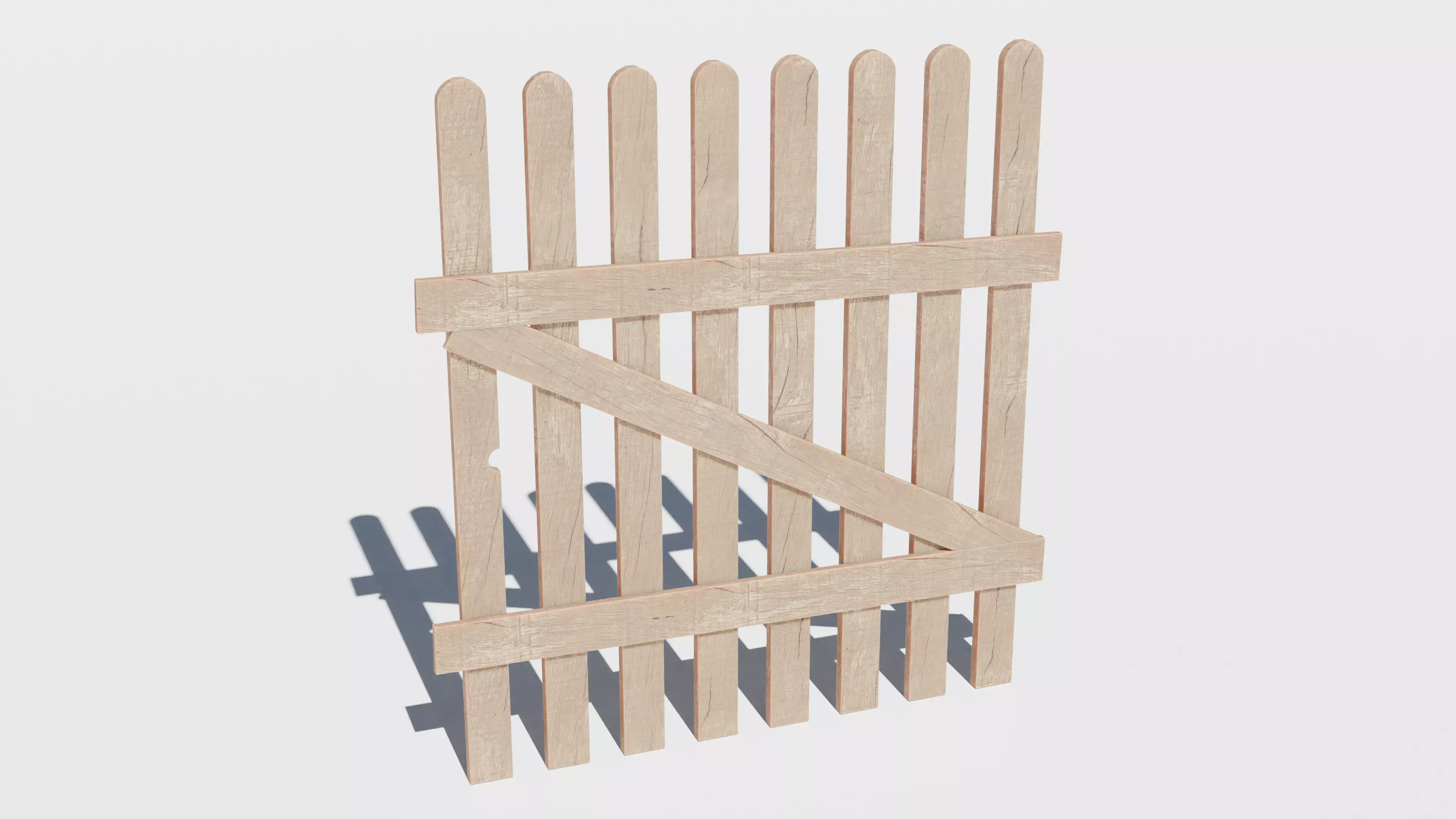 3D Wood Fence Free 3D model_0