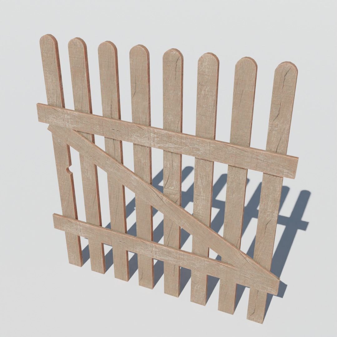 3D Wood Fence Free 3D model_1