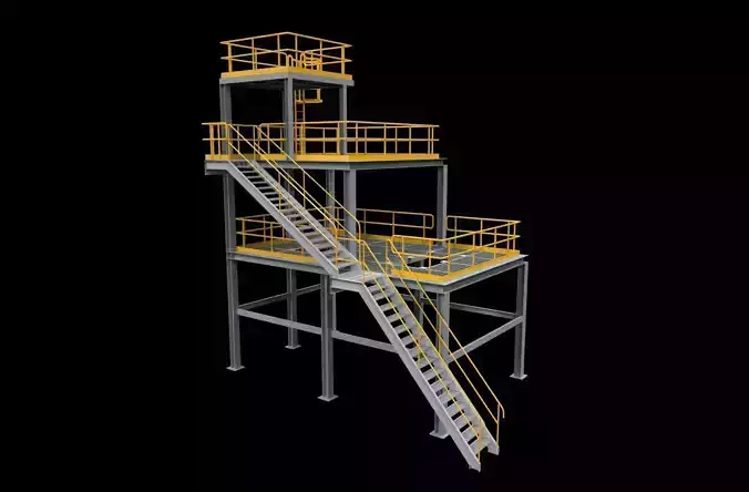 3d model Industrial mezzanine racks factory storage 