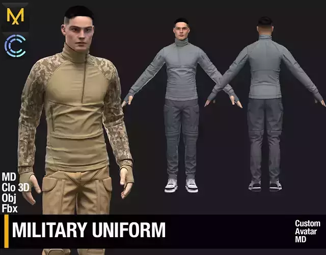 Military Uniform Marvelous Designer Clo 3D project 3D model