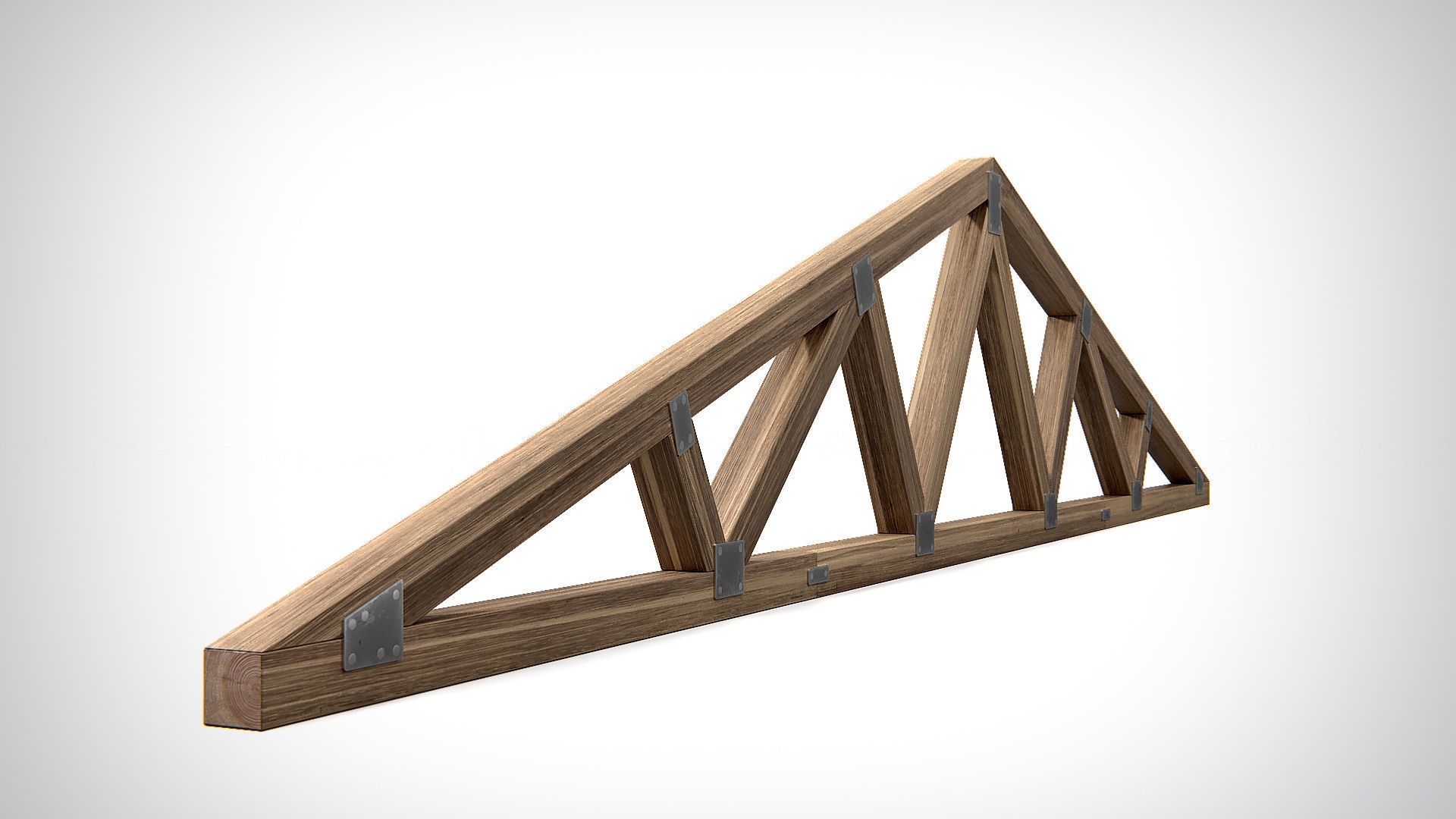Wooden Truss Double Fink PBR Low-poly 3D model_2