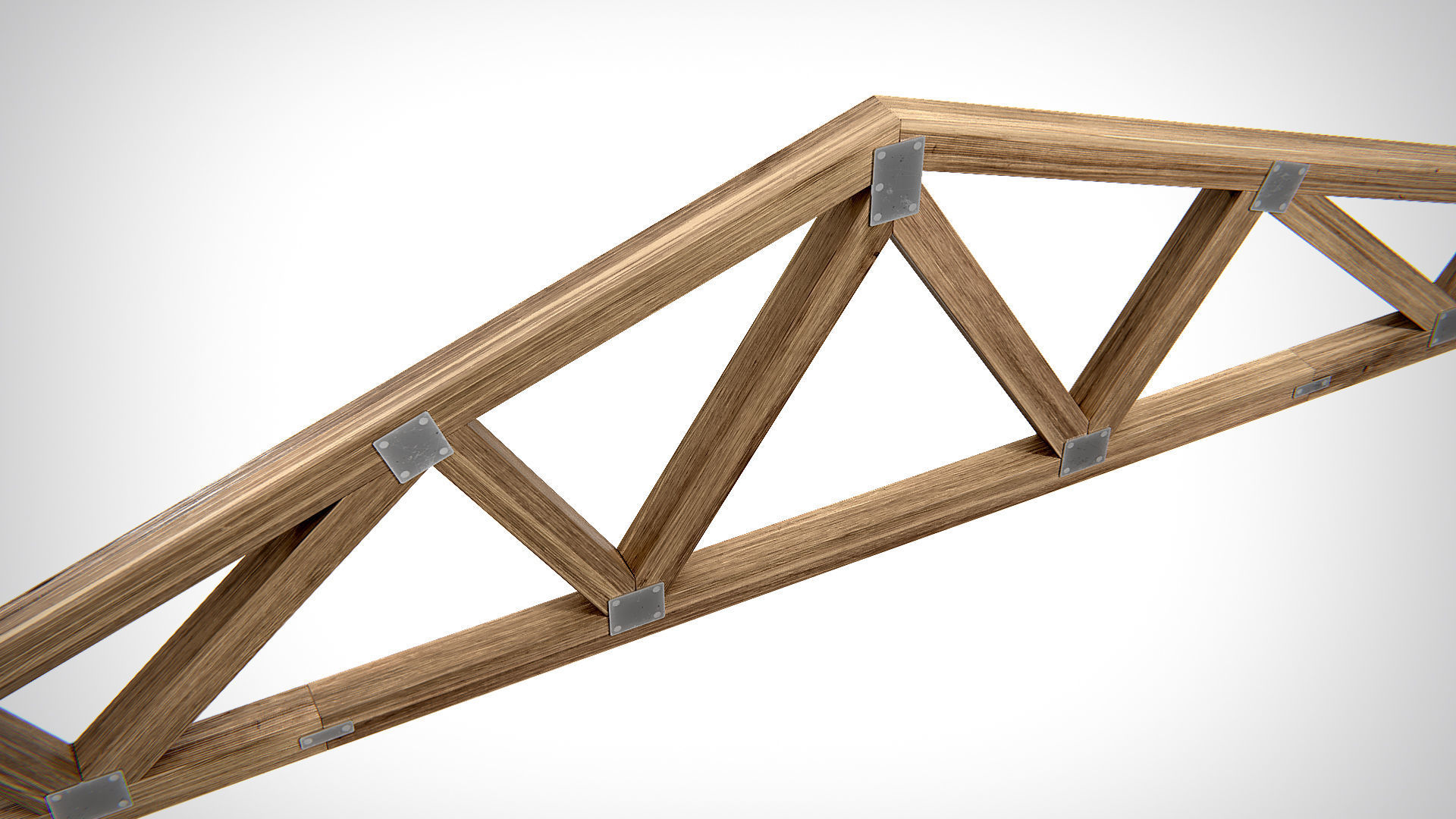 Wooden Truss Double Fink PBR Low-poly 3D model_3