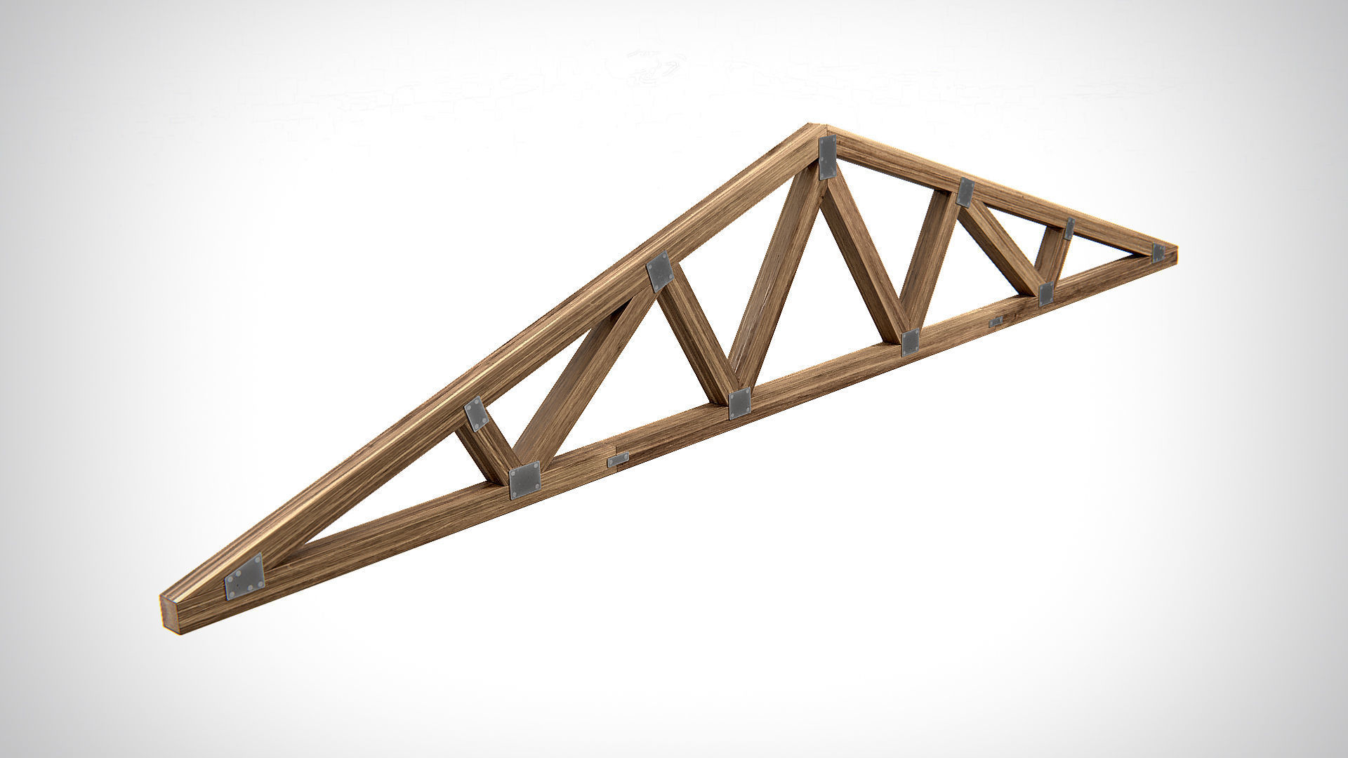 Wooden Truss Double Fink PBR Low-poly 3D model_1