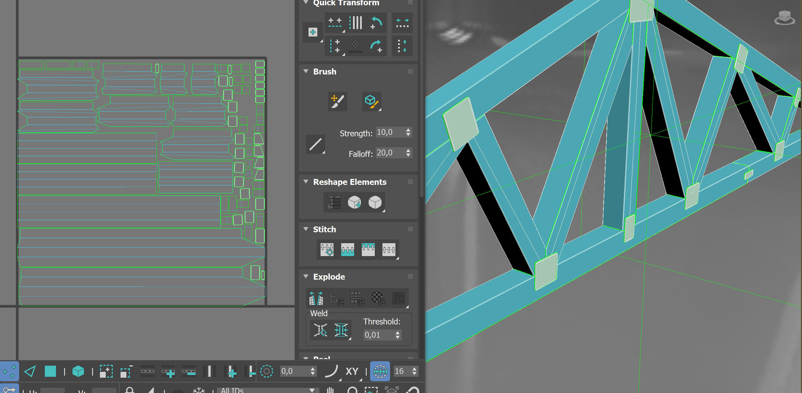 Wooden Truss Double Fink PBR Low-poly 3D model_8