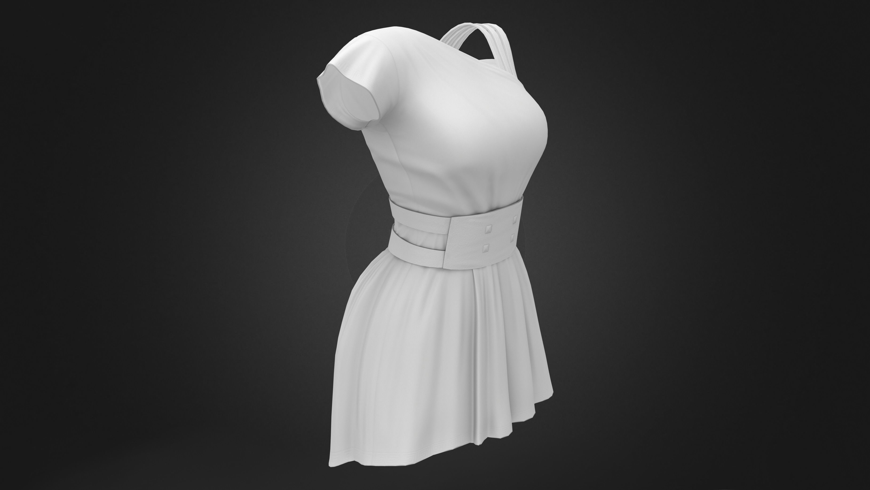Female Gladiator Roman Mini Toga Dress Low-poly 3D model_7