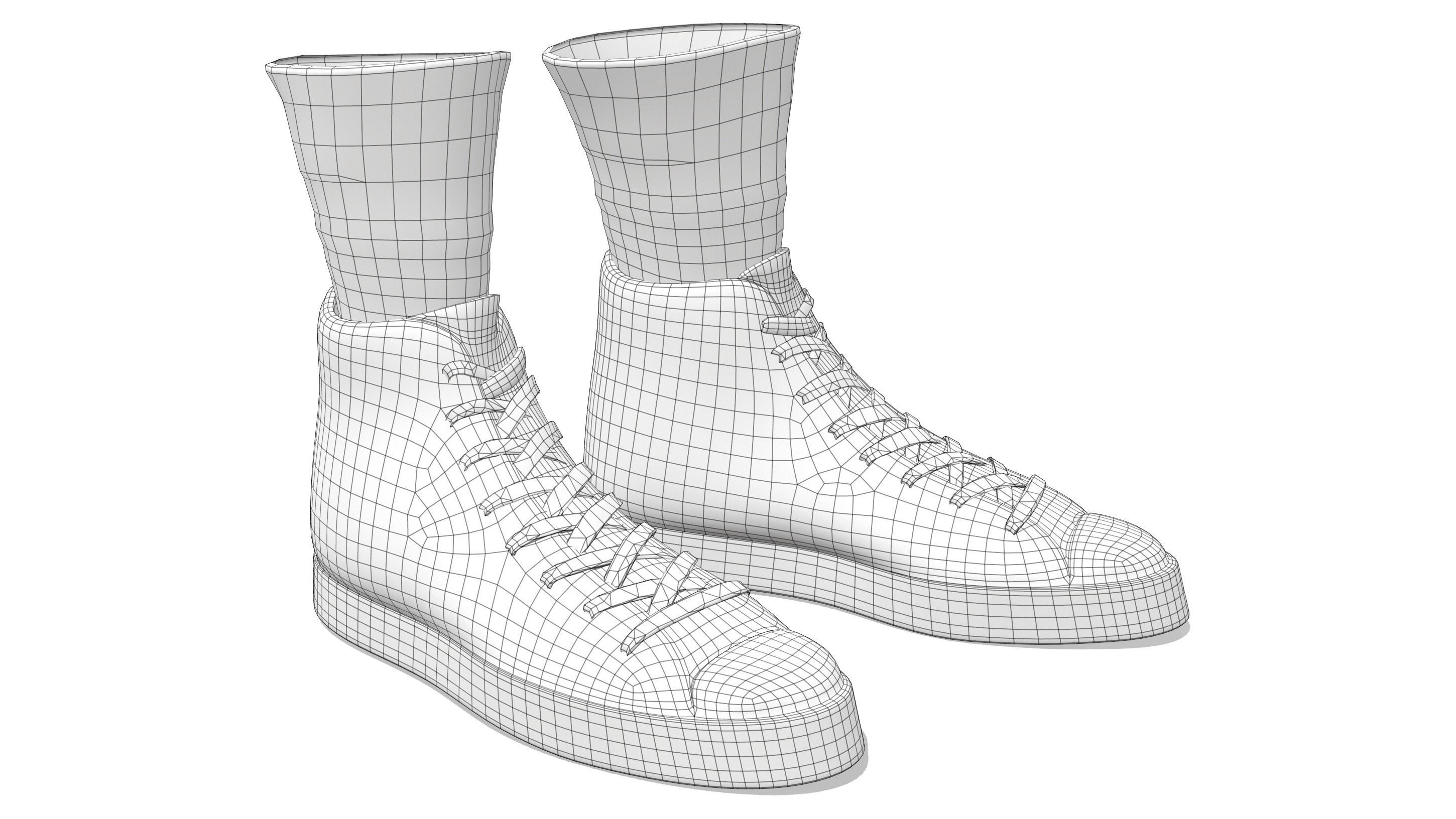 Female Boxing Sneakers And Socks Low-poly 3D model_6