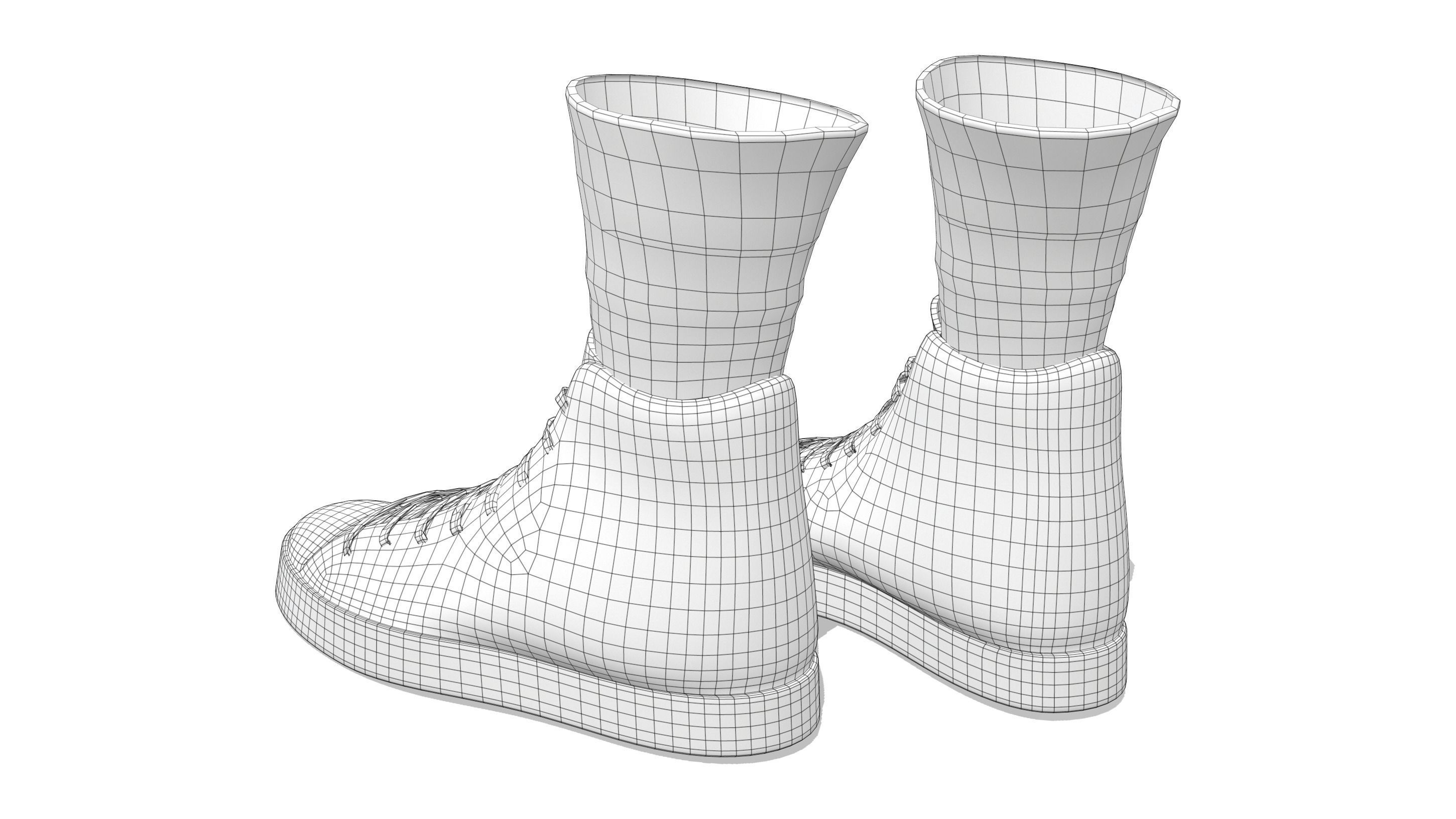 Female Boxing Sneakers And Socks Low-poly 3D model_7