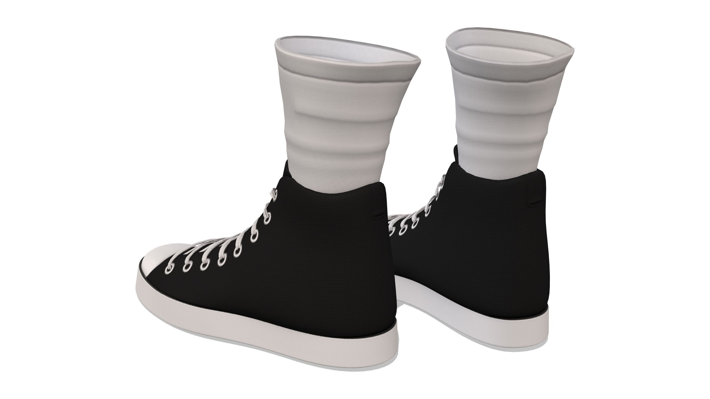Female Boxing Sneakers And Socks Low-poly 3D model_5