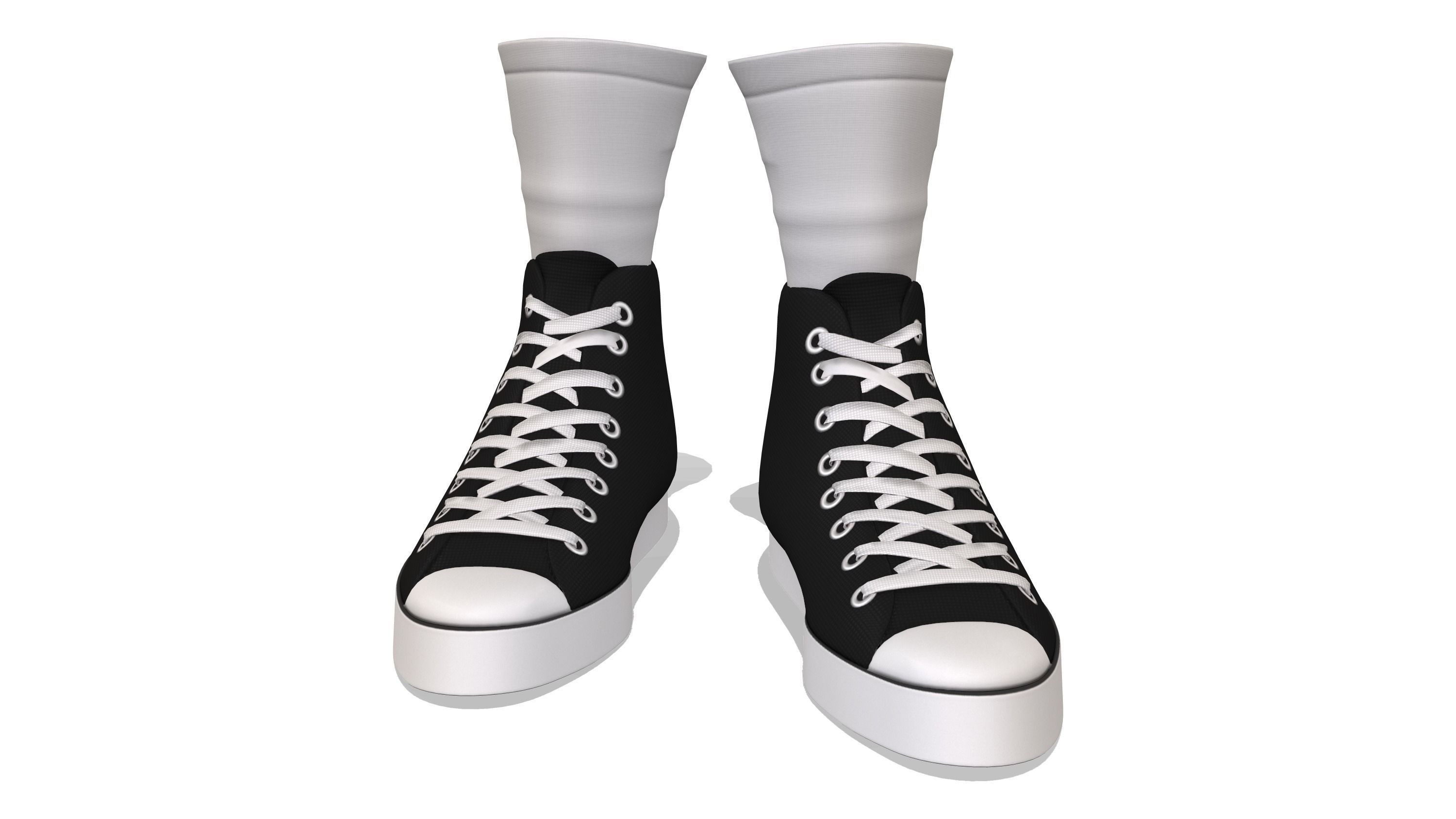 Female Boxing Sneakers And Socks Low-poly 3D model_2