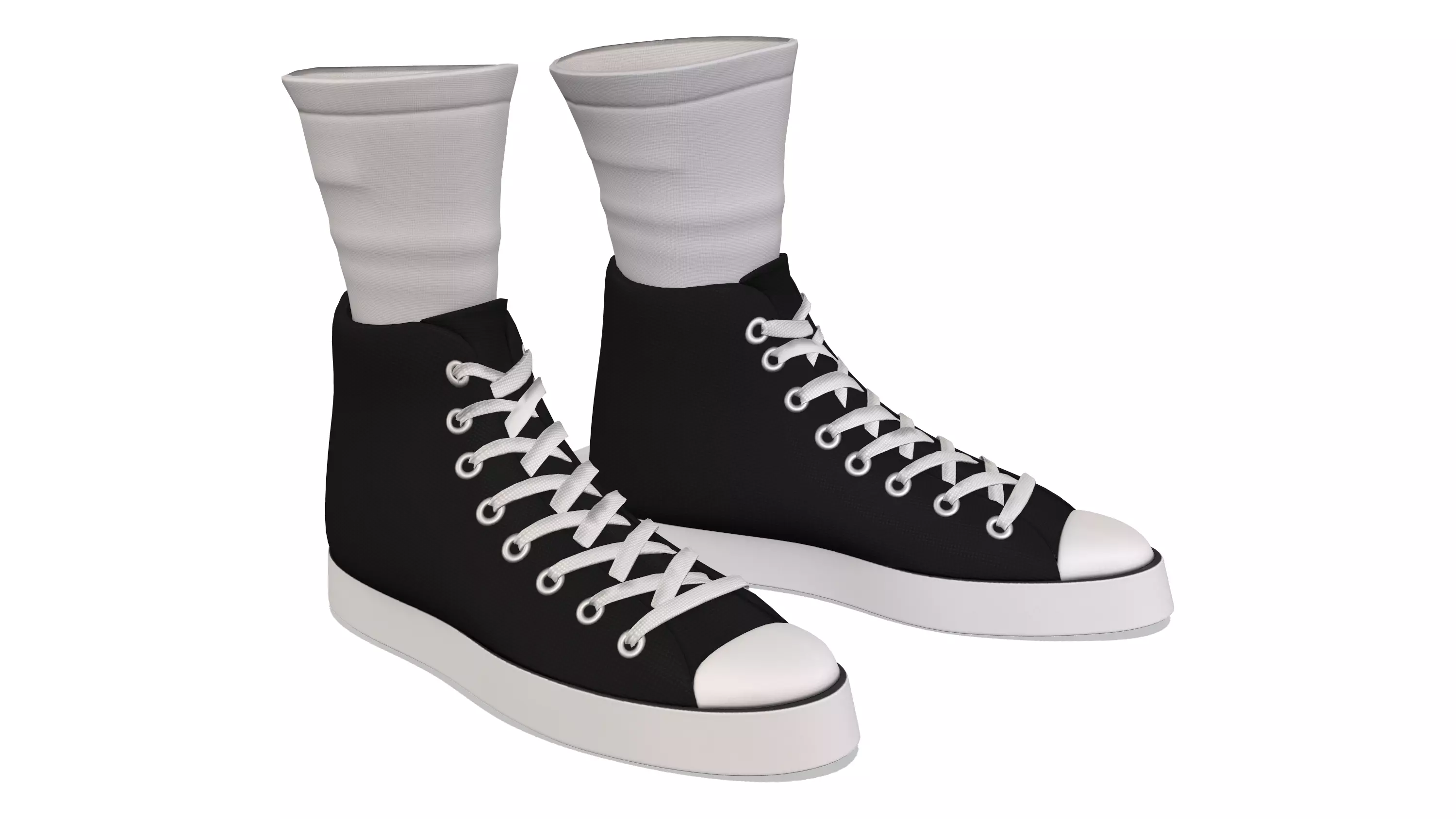 Female Boxing Sneakers And Socks Low-poly 3D model_0