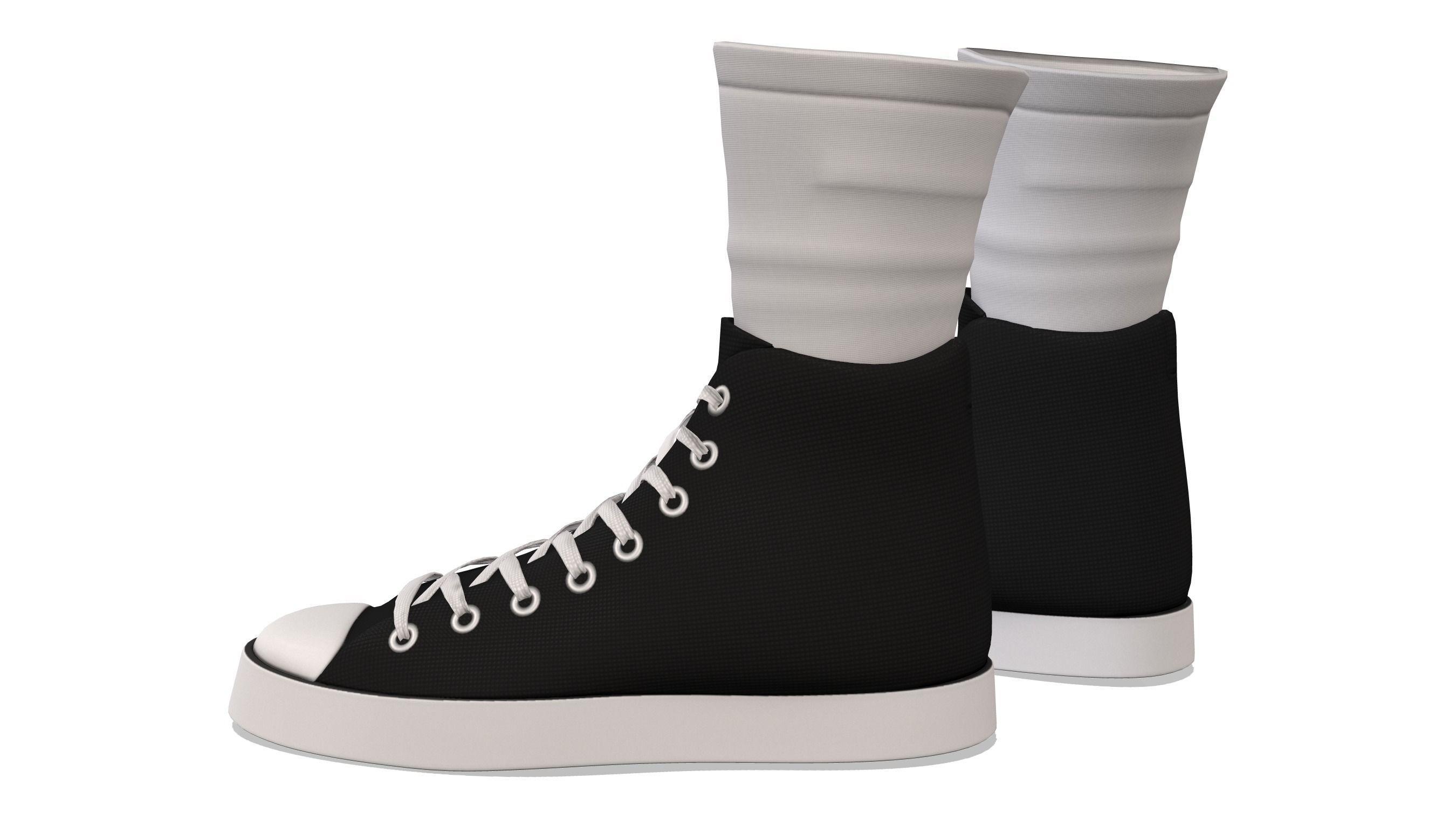 Female Boxing Sneakers And Socks Low-poly 3D model_3