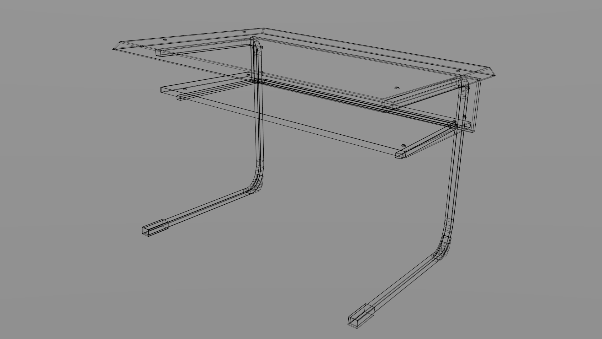 School desk Low-poly 3D model_3