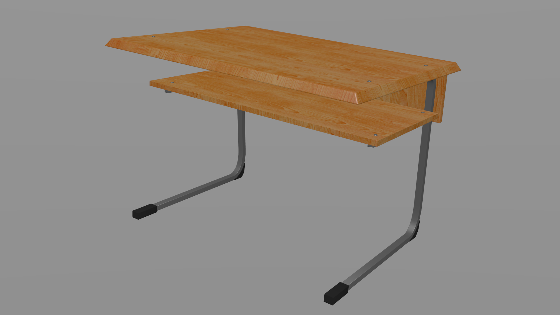 School desk Low-poly 3D model_2