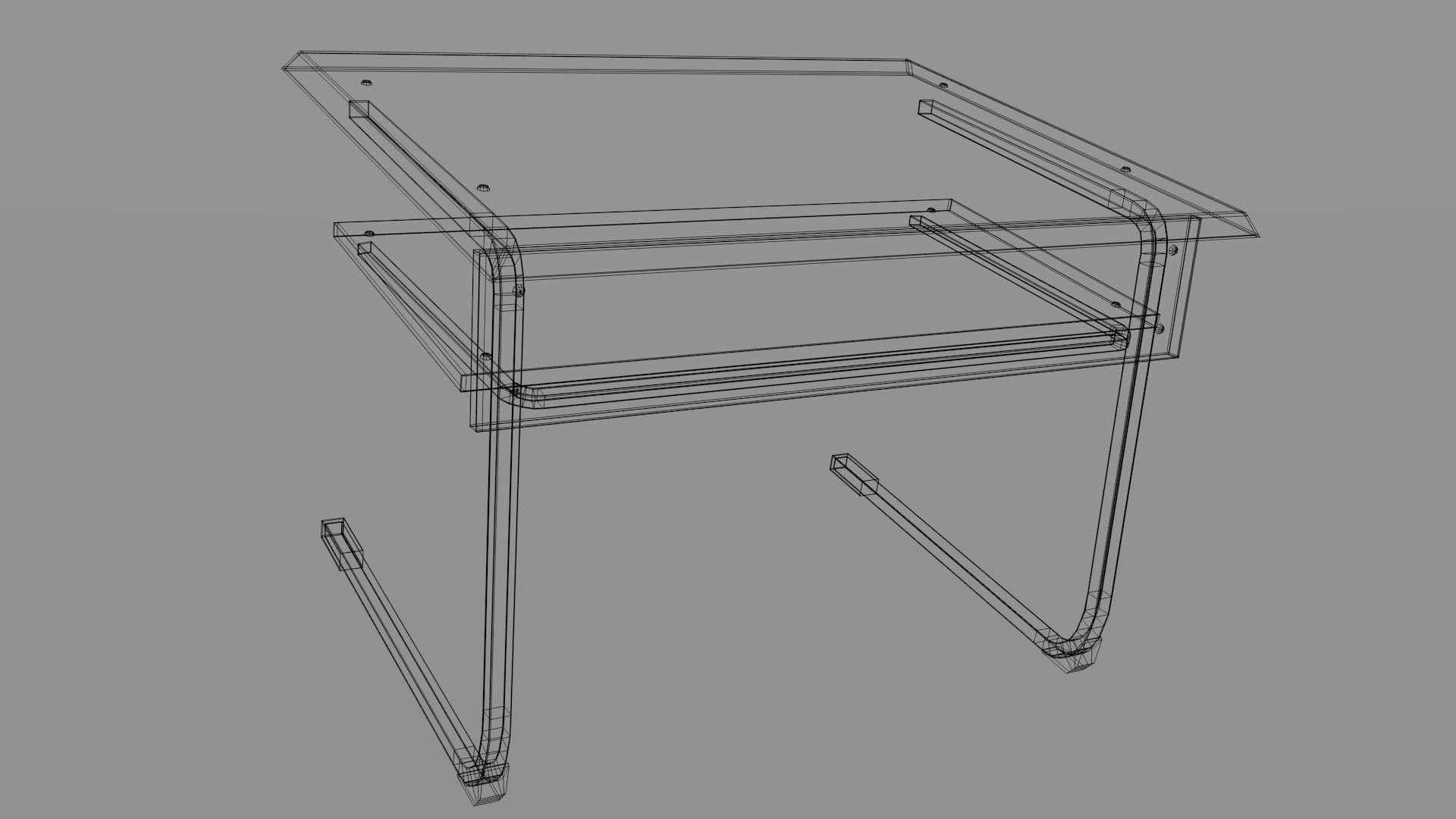 School desk Low-poly 3D model_4