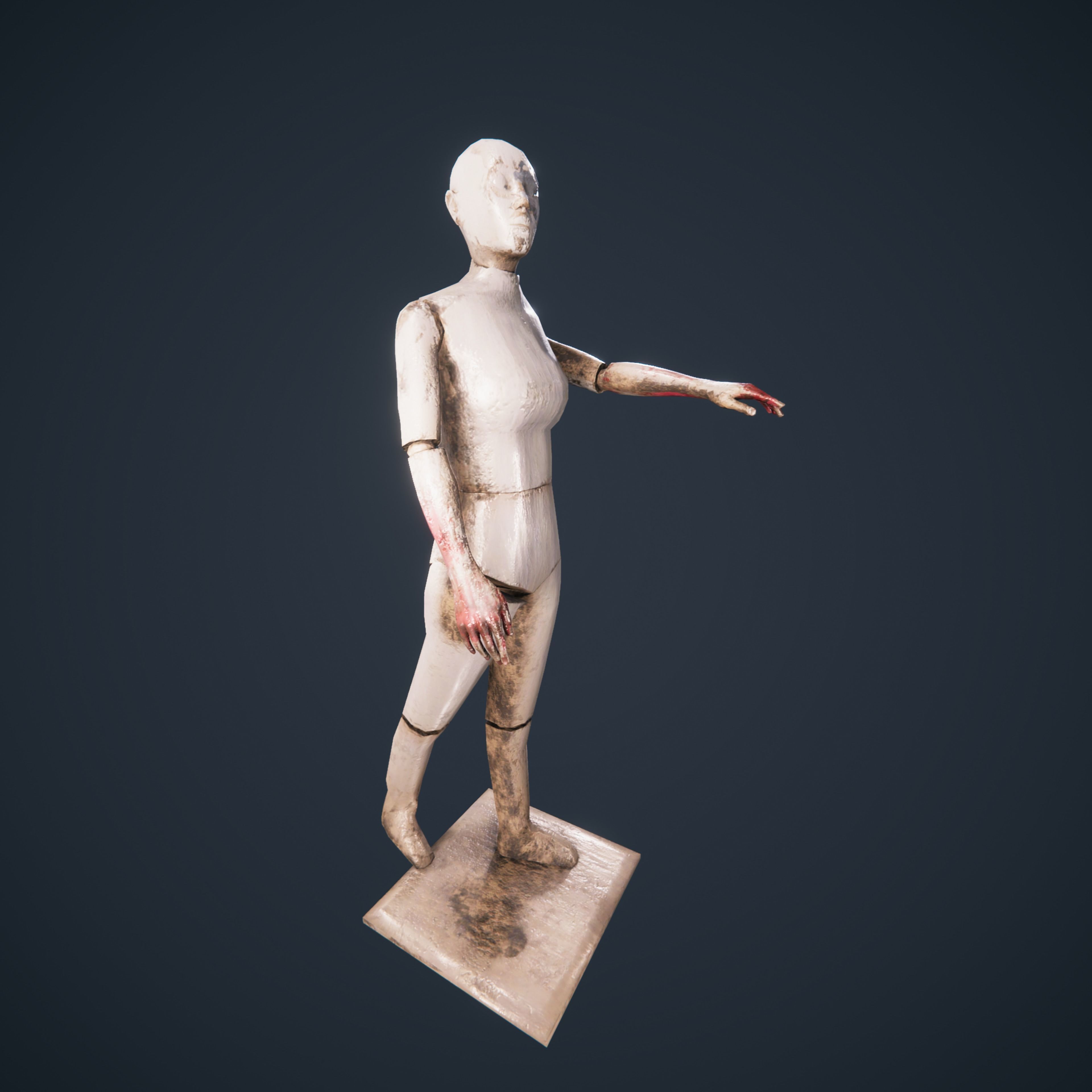Mannequin horror antique HDRP Low-poly 3D model_1