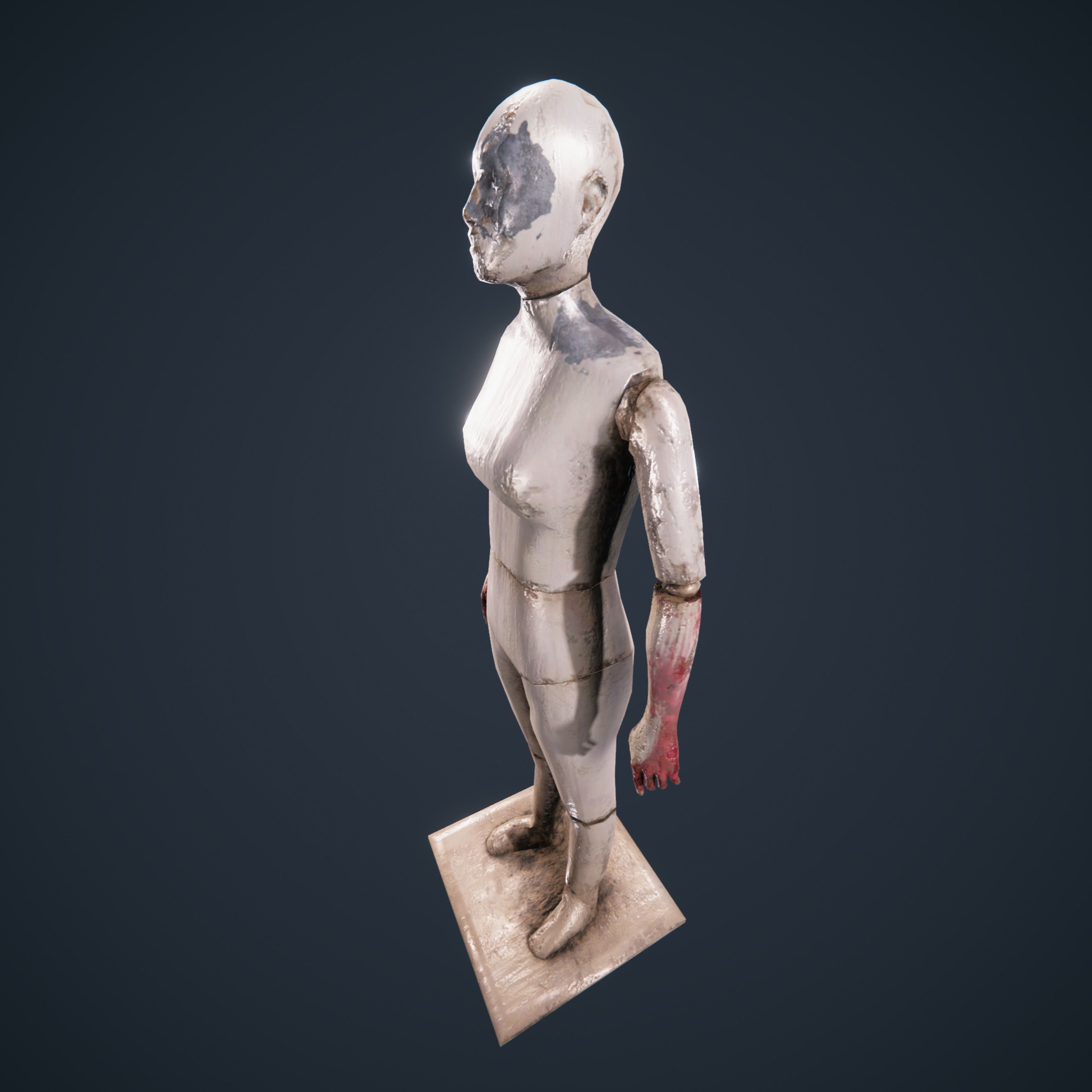 Mannequin horror antique HDRP Low-poly 3D model_7