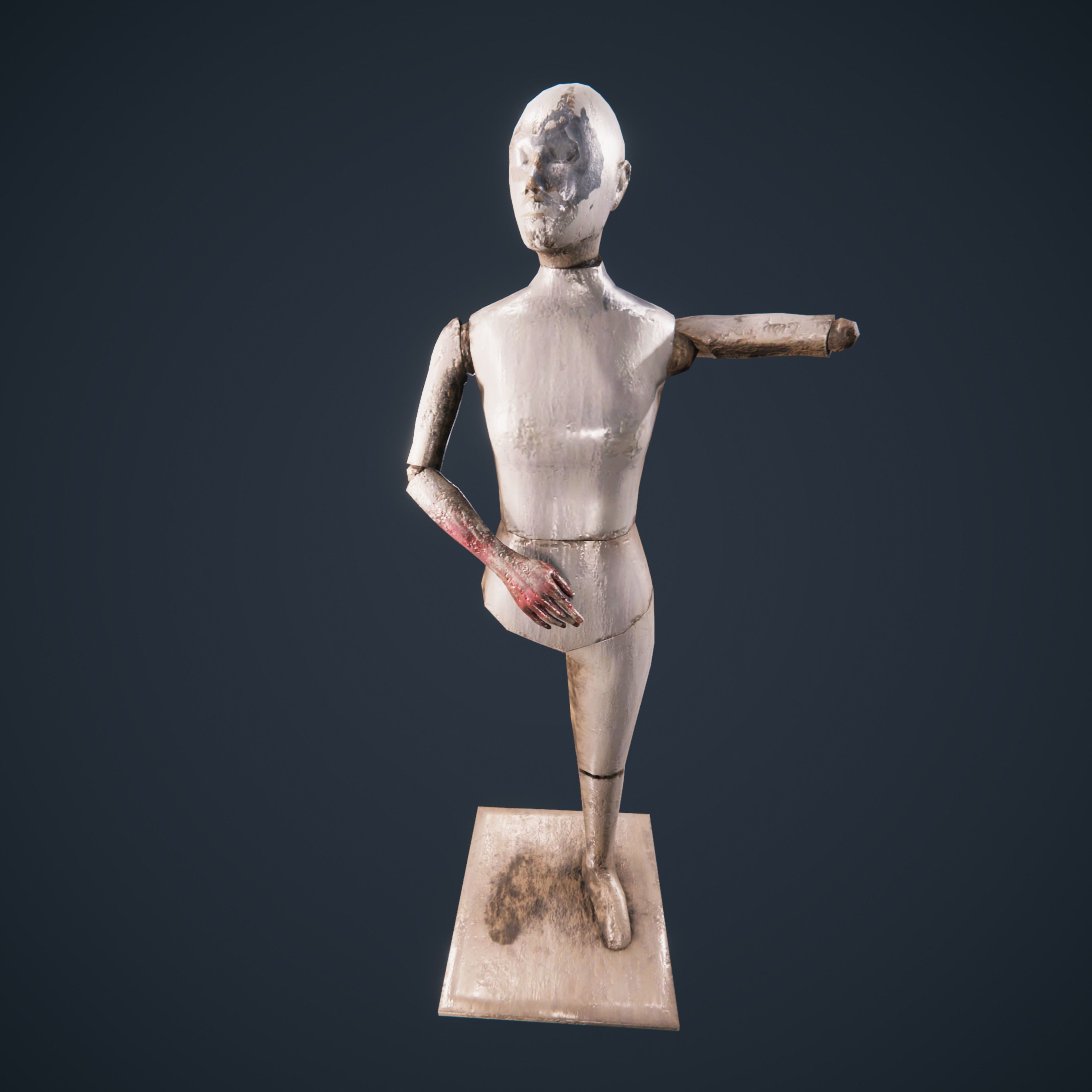 Mannequin horror antique HDRP Low-poly 3D model_19