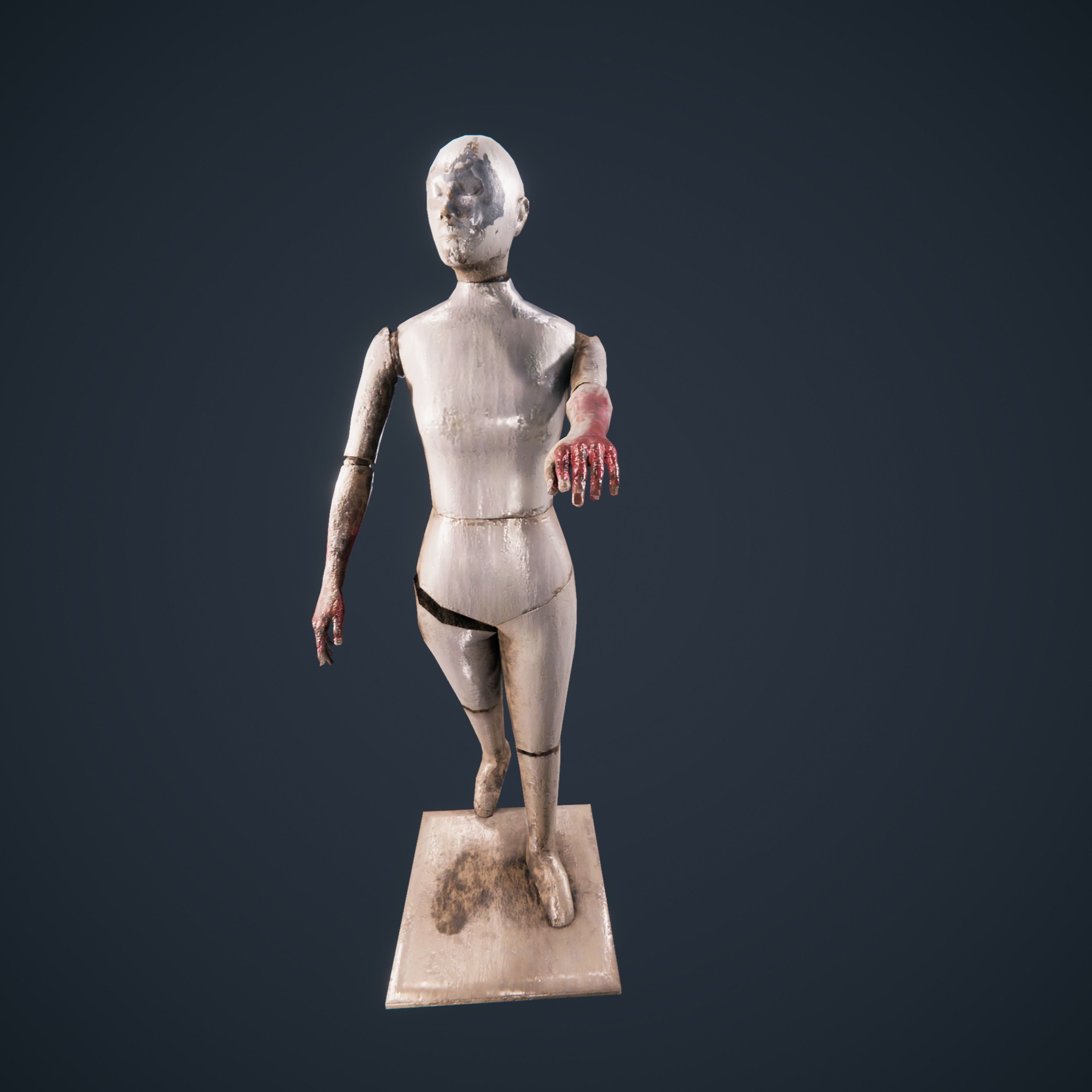 Mannequin horror antique HDRP Low-poly 3D model_6