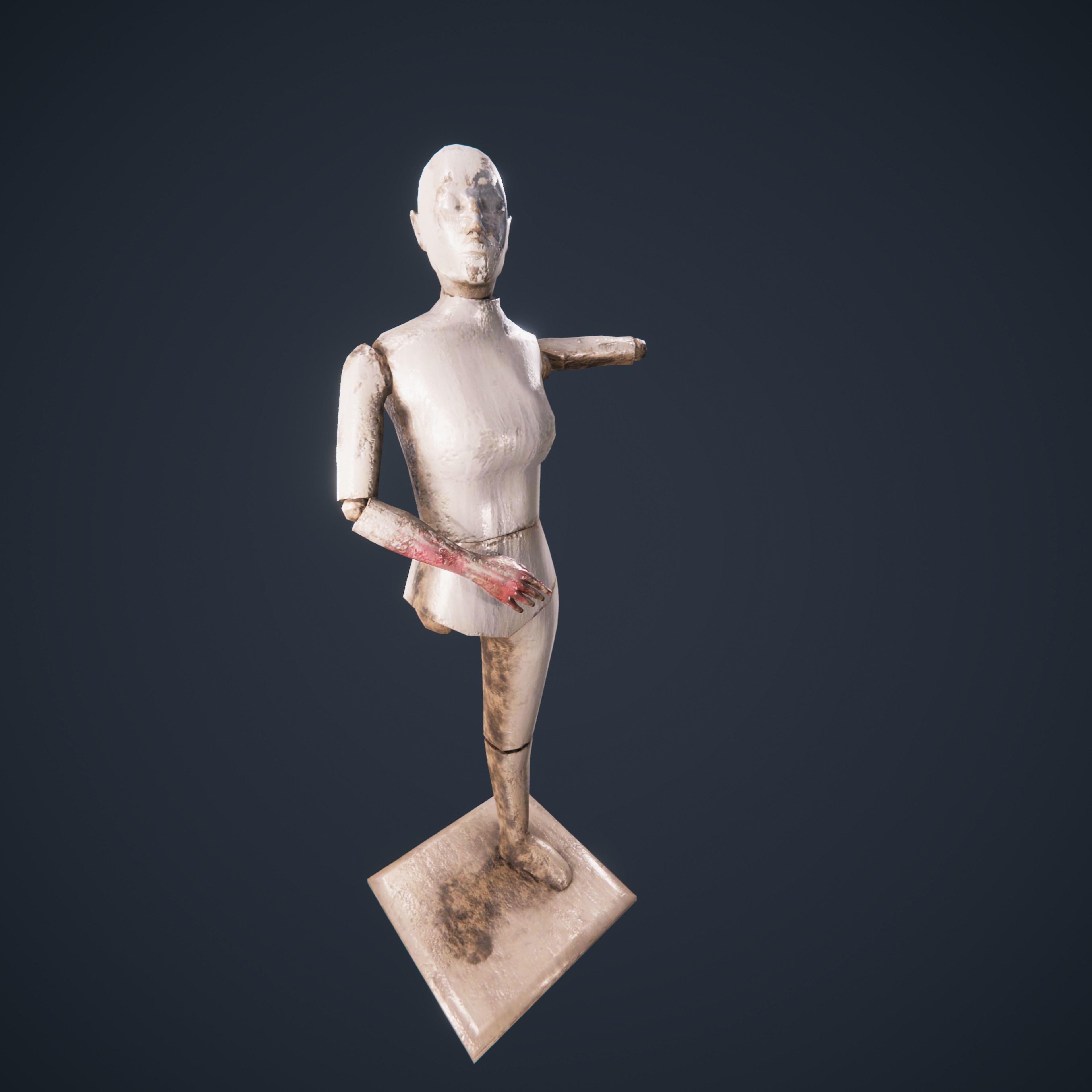 Mannequin horror antique HDRP Low-poly 3D model_2