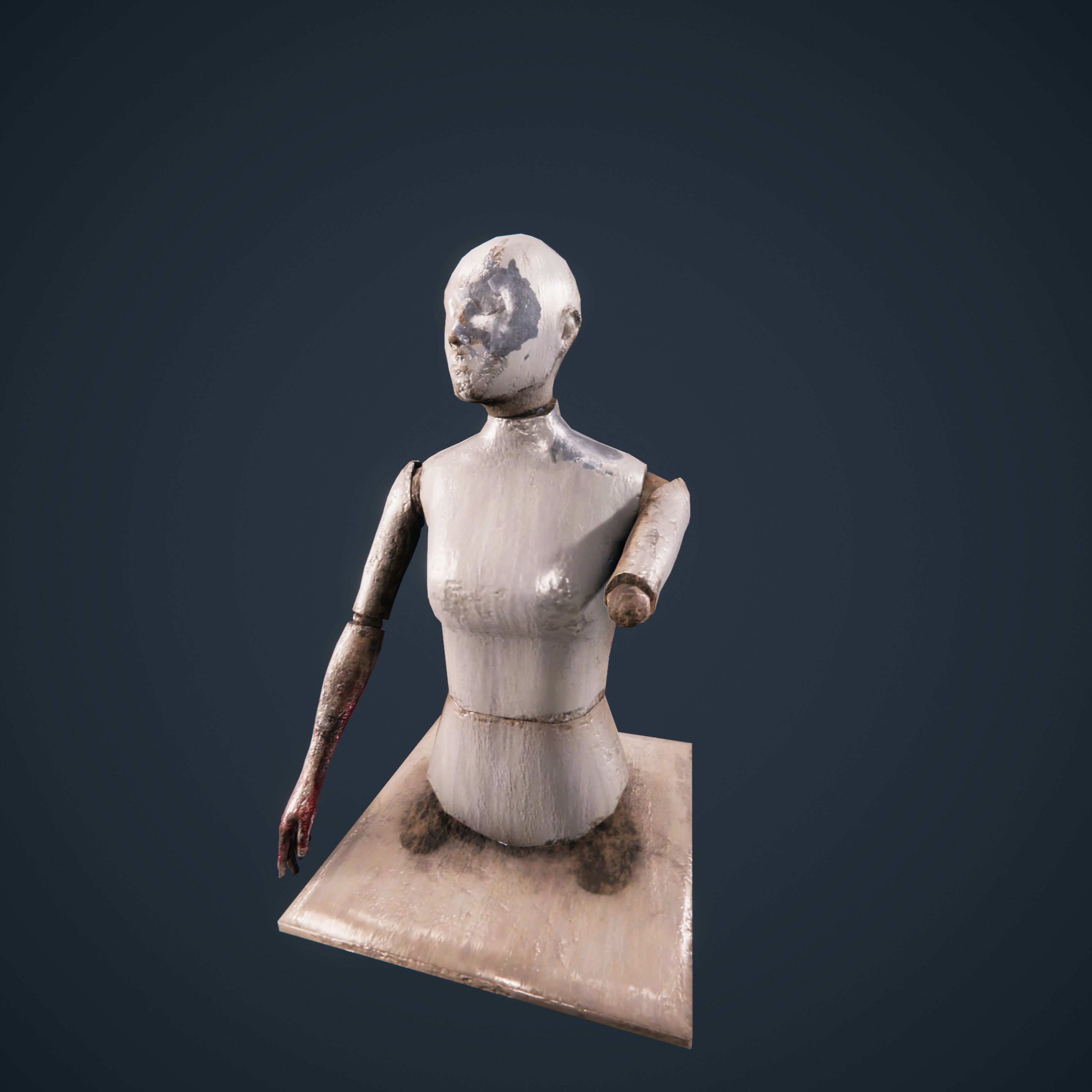 Mannequin horror antique HDRP Low-poly 3D model_16