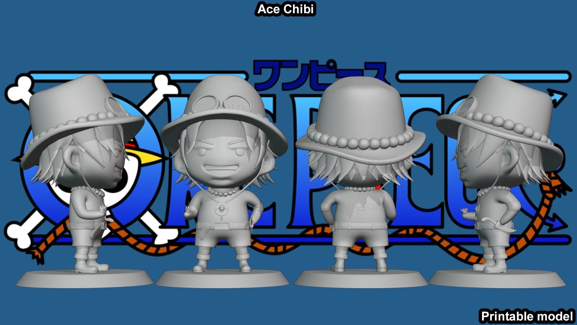 Ace Chibi - One Piece 3D print model_9