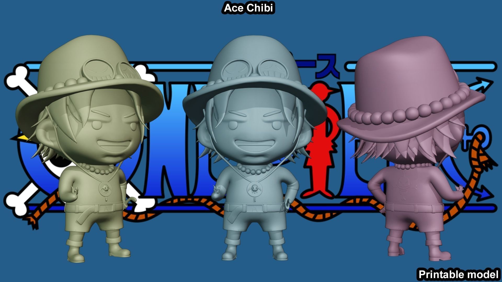 Ace Chibi - One Piece 3D print model_6