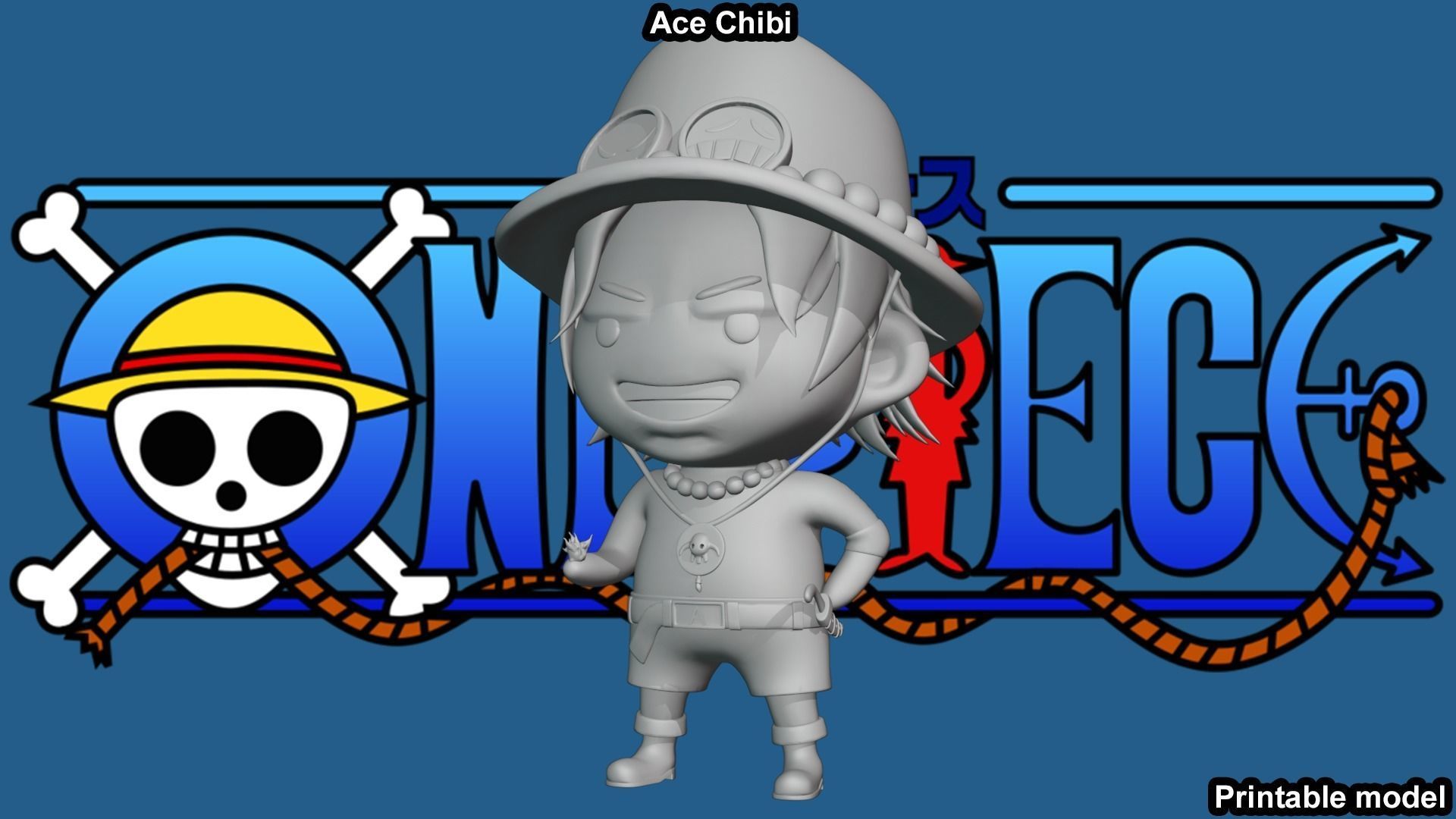 Ace Chibi - One Piece 3D print model_3