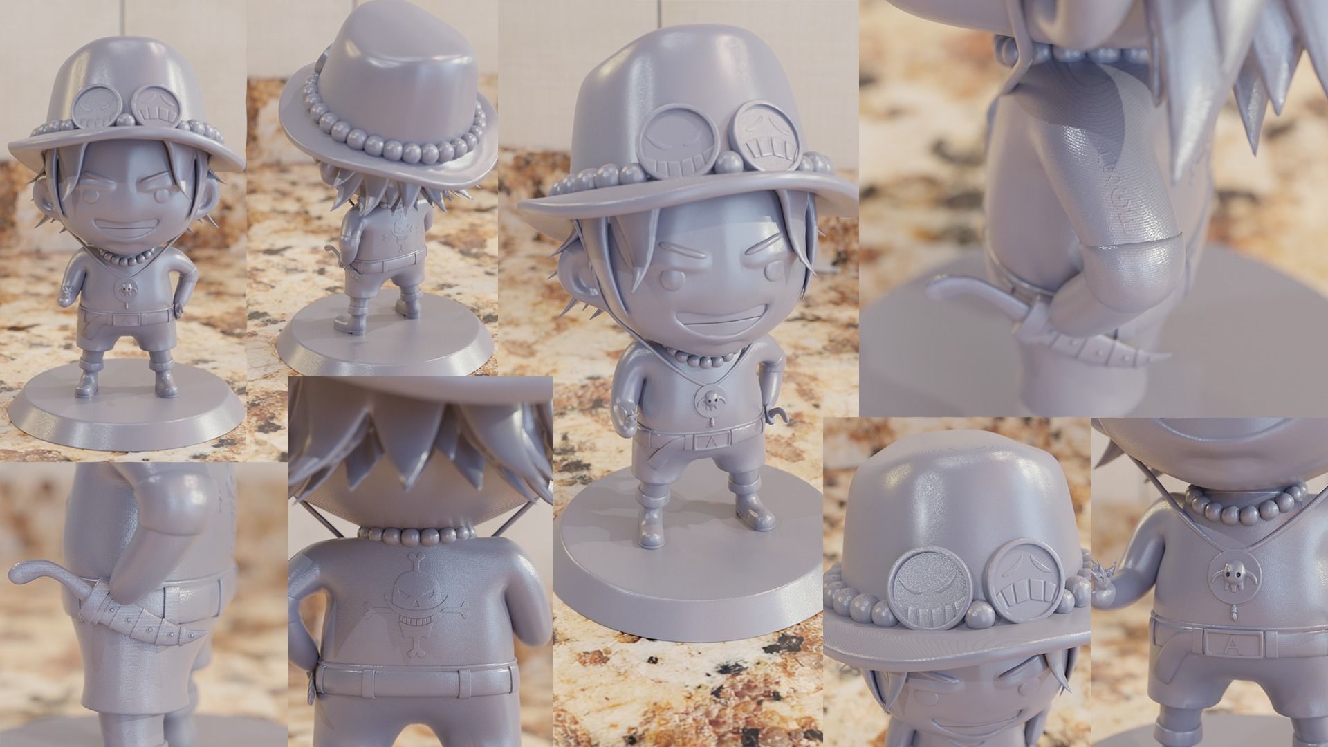 Ace Chibi - One Piece 3D print model_14