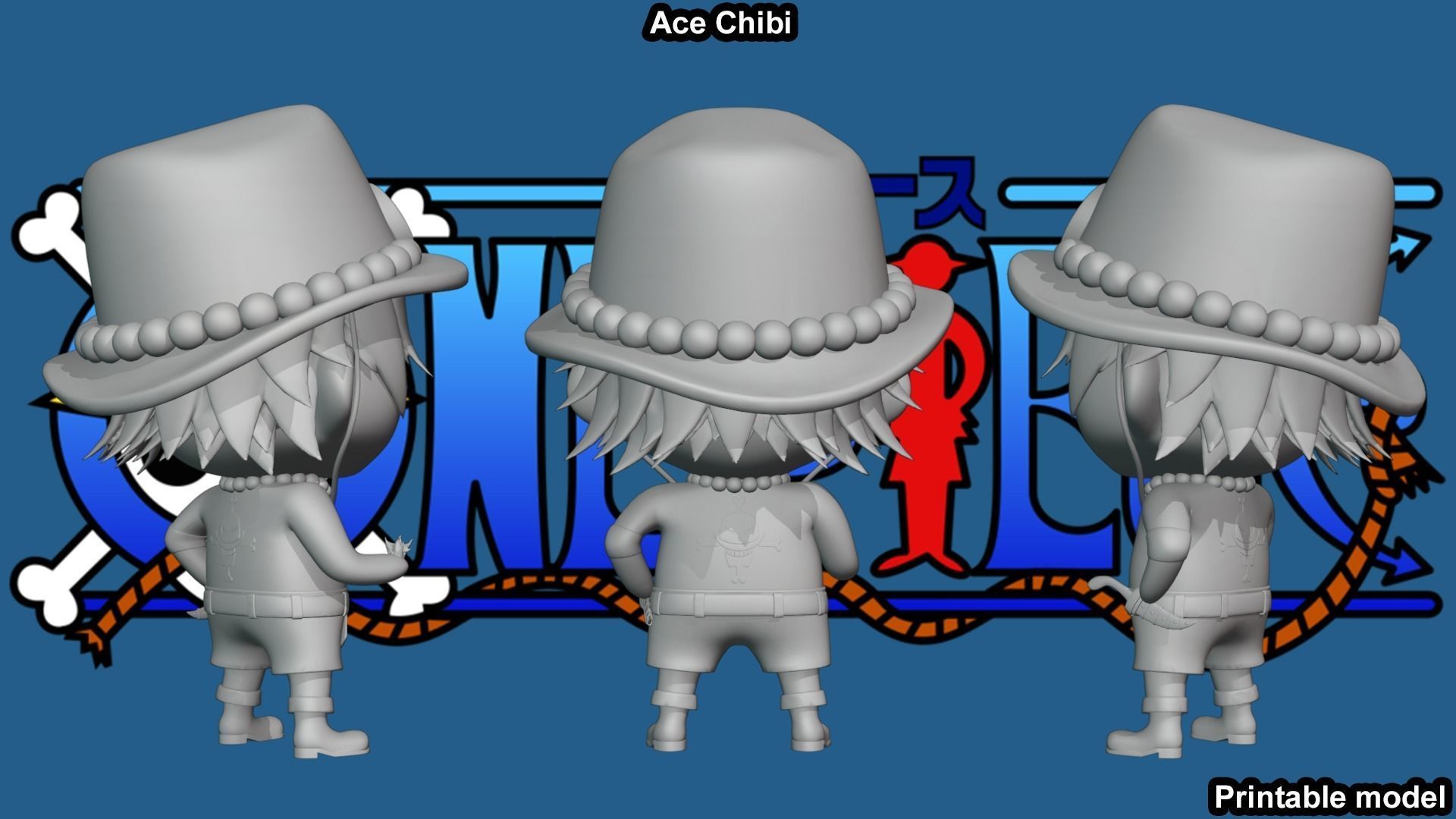 Ace Chibi - One Piece 3D print model_7