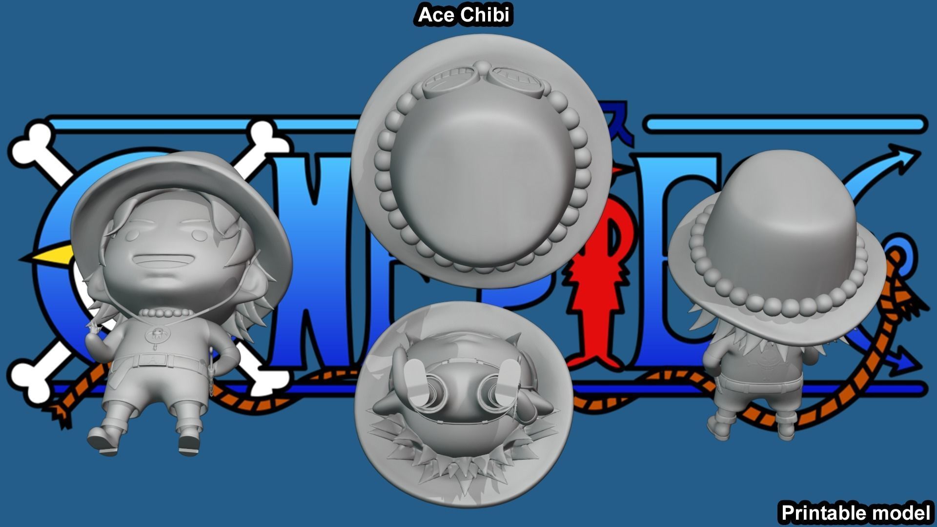 Ace Chibi - One Piece 3D print model_11