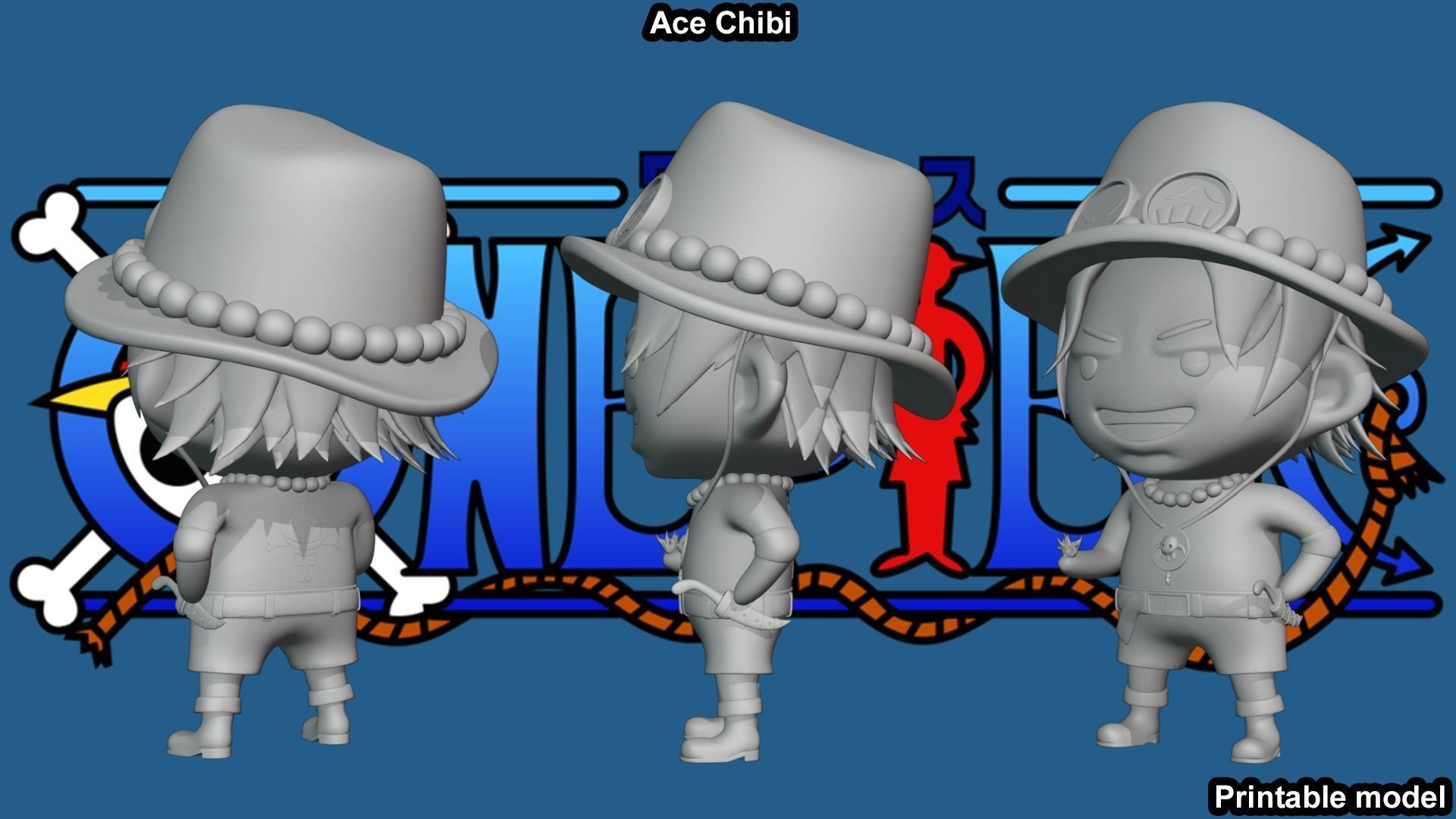 Ace Chibi - One Piece 3D print model_8