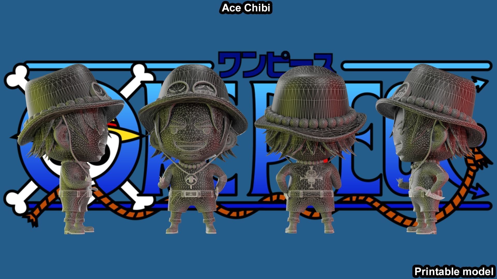 Ace Chibi - One Piece 3D print model_12