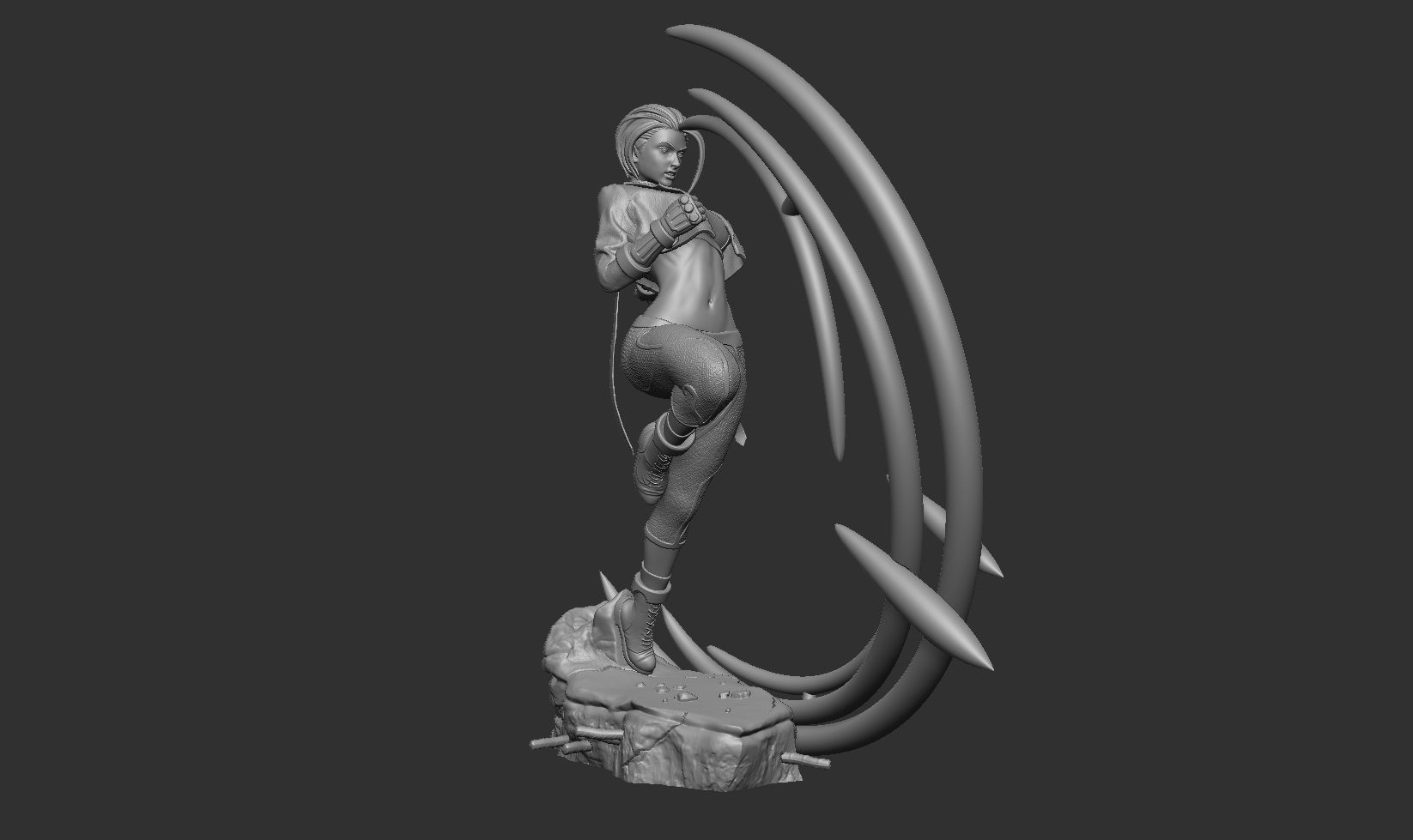 Cammy Kick Pose 3D print model_12
