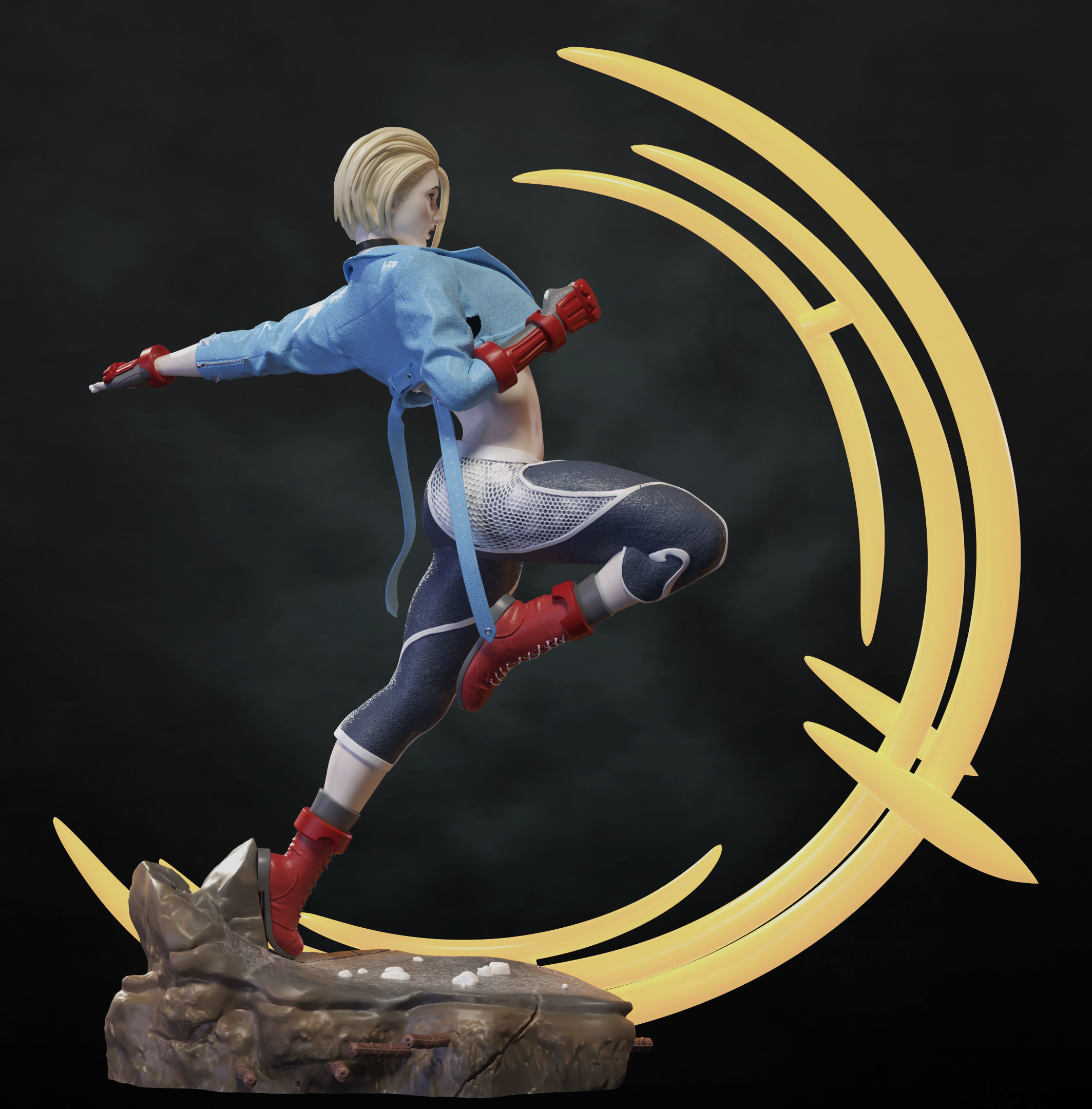 Cammy Kick Pose 3D print model_4
