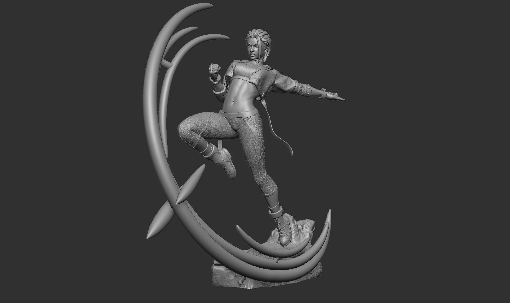 Cammy Kick Pose 3D print model_6