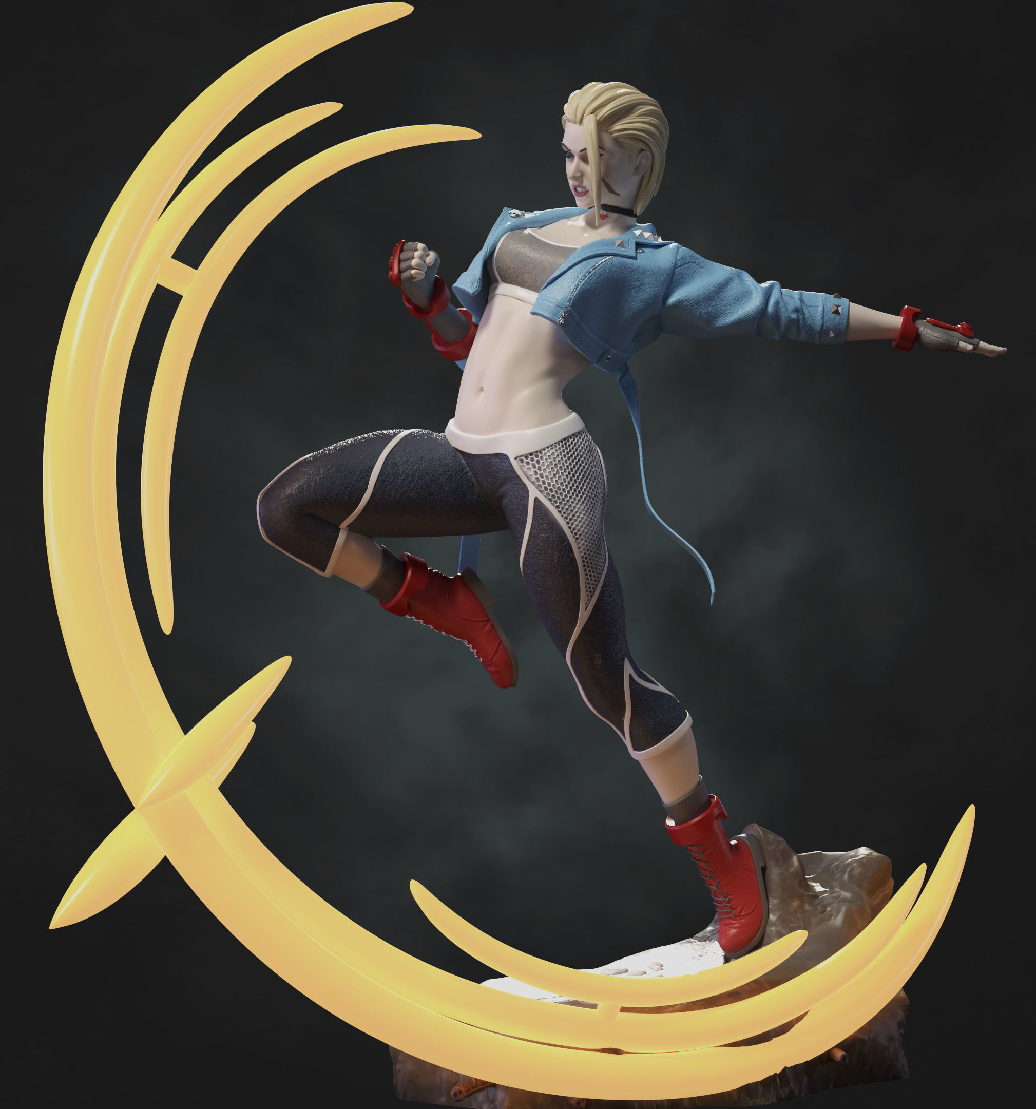 Cammy Kick Pose 3D print model_2